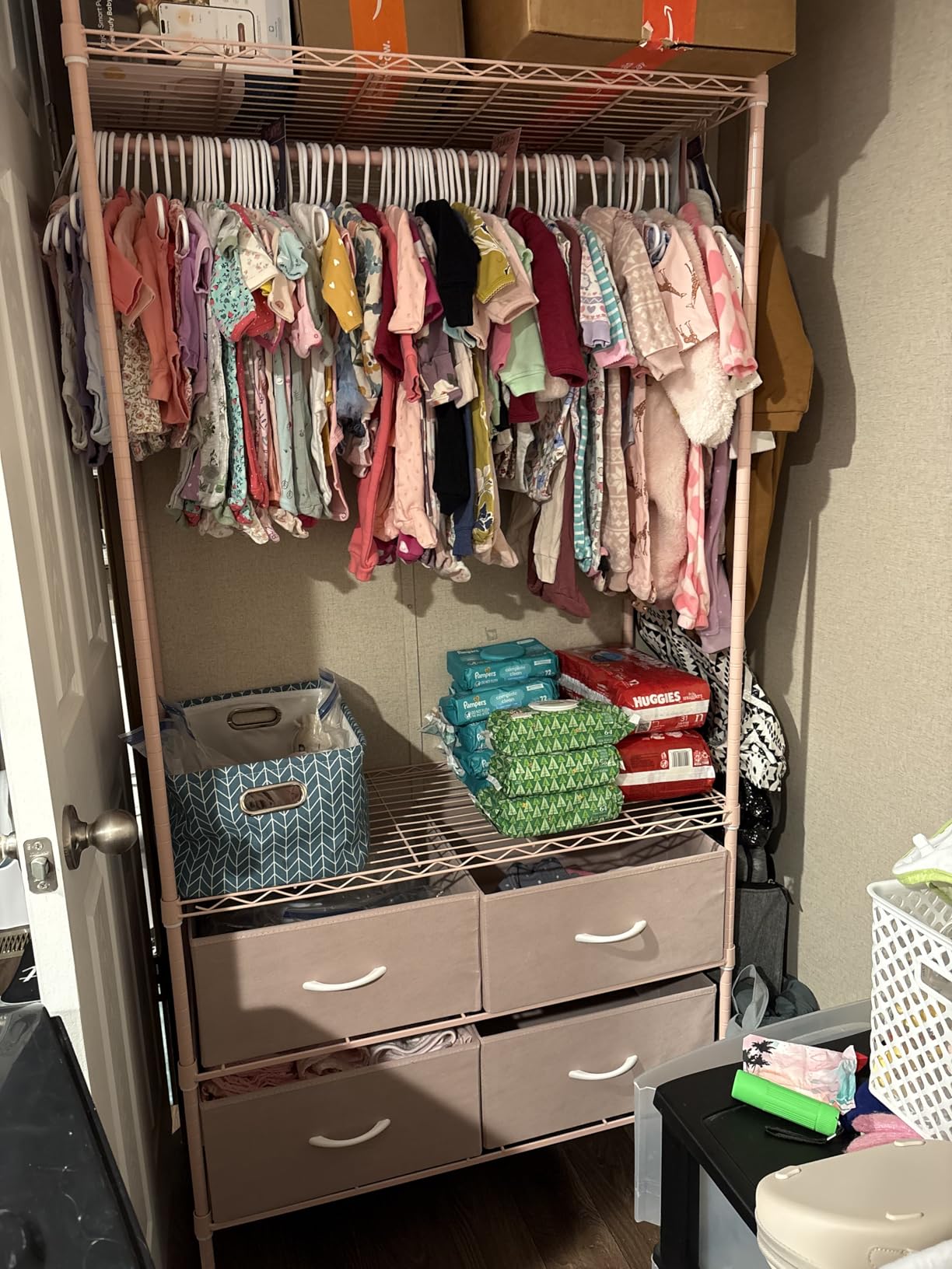 Raybee Clothes Rack, Heavy Duty Clothing Racks for Hanging Clothes, Portable Closet with 4 Drawers, Freestanding Garment Rack with Adjustable Shelves for Bedroom, Basement, Extra Space, Black customer photo 2