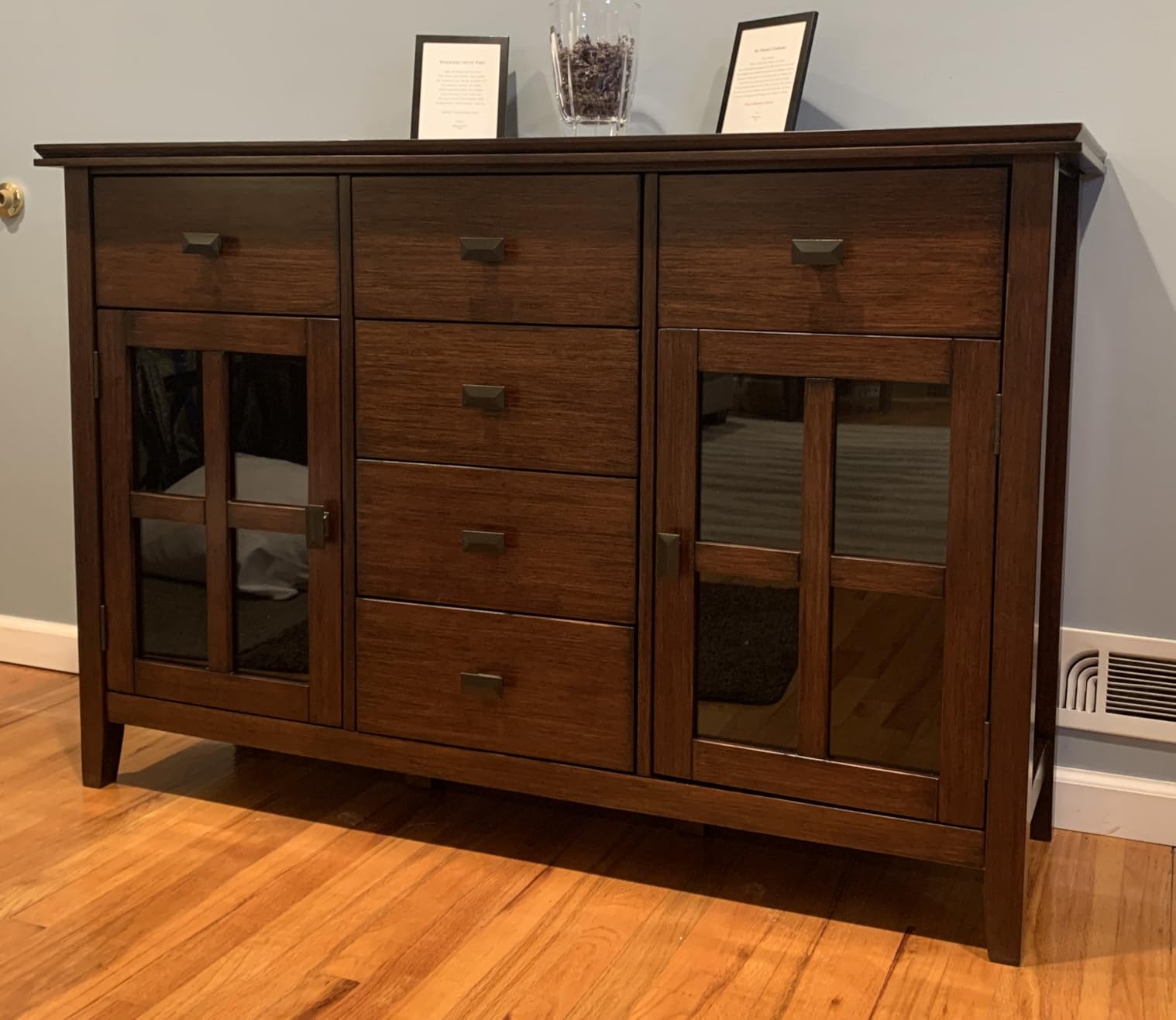 SIMPLIHOME Artisan Buffet - 60 inch Wide Solid Wood 4-Door Sideboard Buffet in Russet Brown, Transitional Storage Cabinet for Dining Room or Kitchen with Adjustable Shelves and Square Knobs customer photo 1