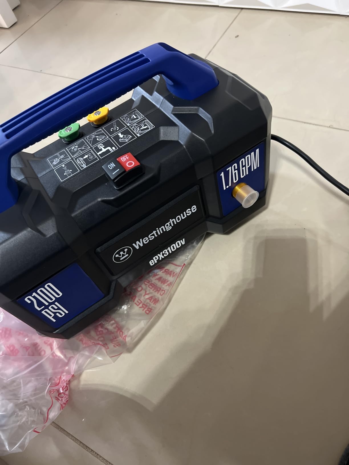 Westinghouse ePX3100v Electric Pressure Washer, 2100 Max PSI 1.76 Max GPM, Built-in Carry Handle, Detachable Foam Cannon, Pro-Style Steel Wand, 3-Nozzle Set, for Cars/Fences/Driveways/Home/Patios customer photo 1