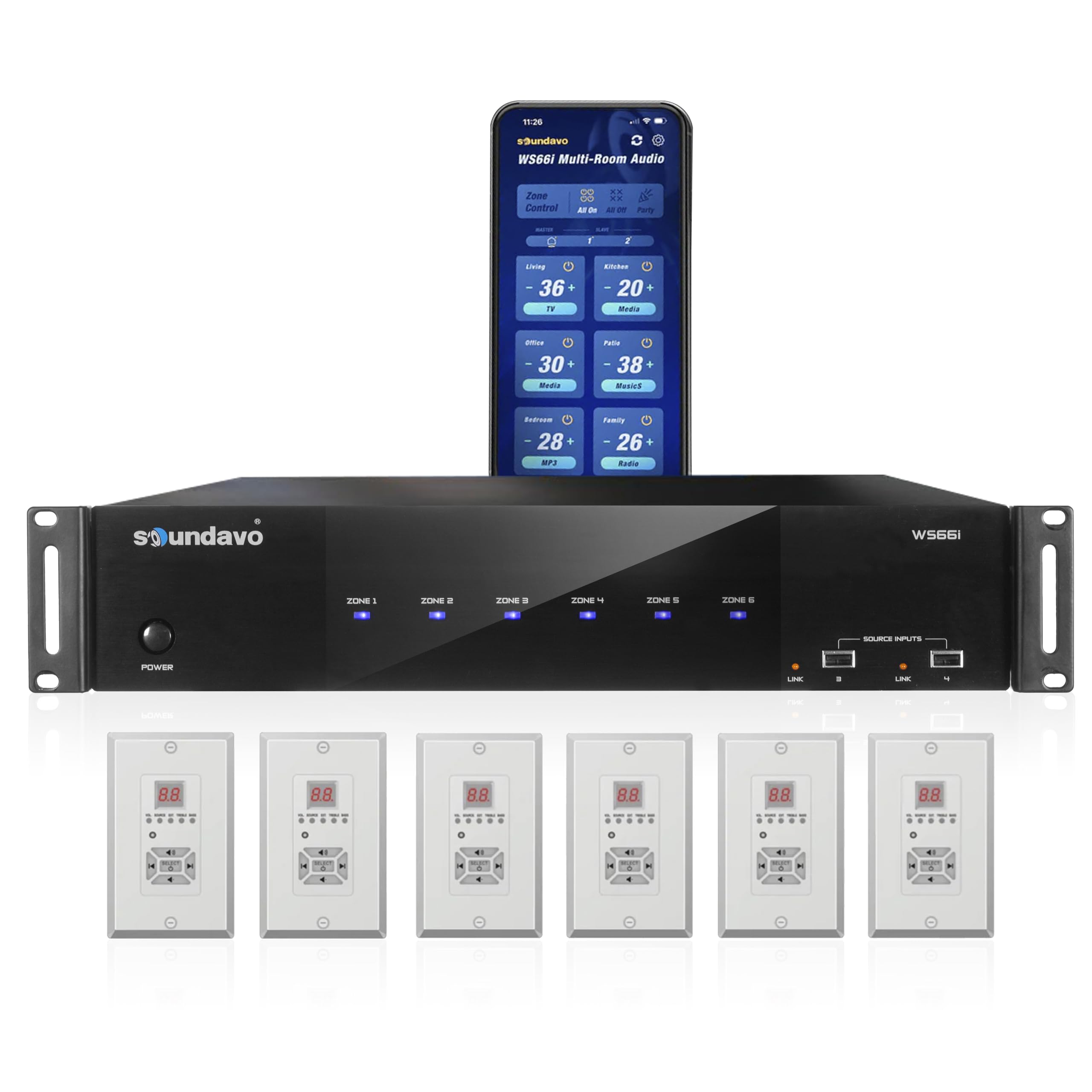 WS66i 6 Zone Amplifier with Wall Keypads - 100W per Zone Whole House Audio System, 6 Source x 6 Zone App & in-Wall Keypad Controlled Multi-Room Amplifier, AirPlay, Spotify Connect customer photo 1