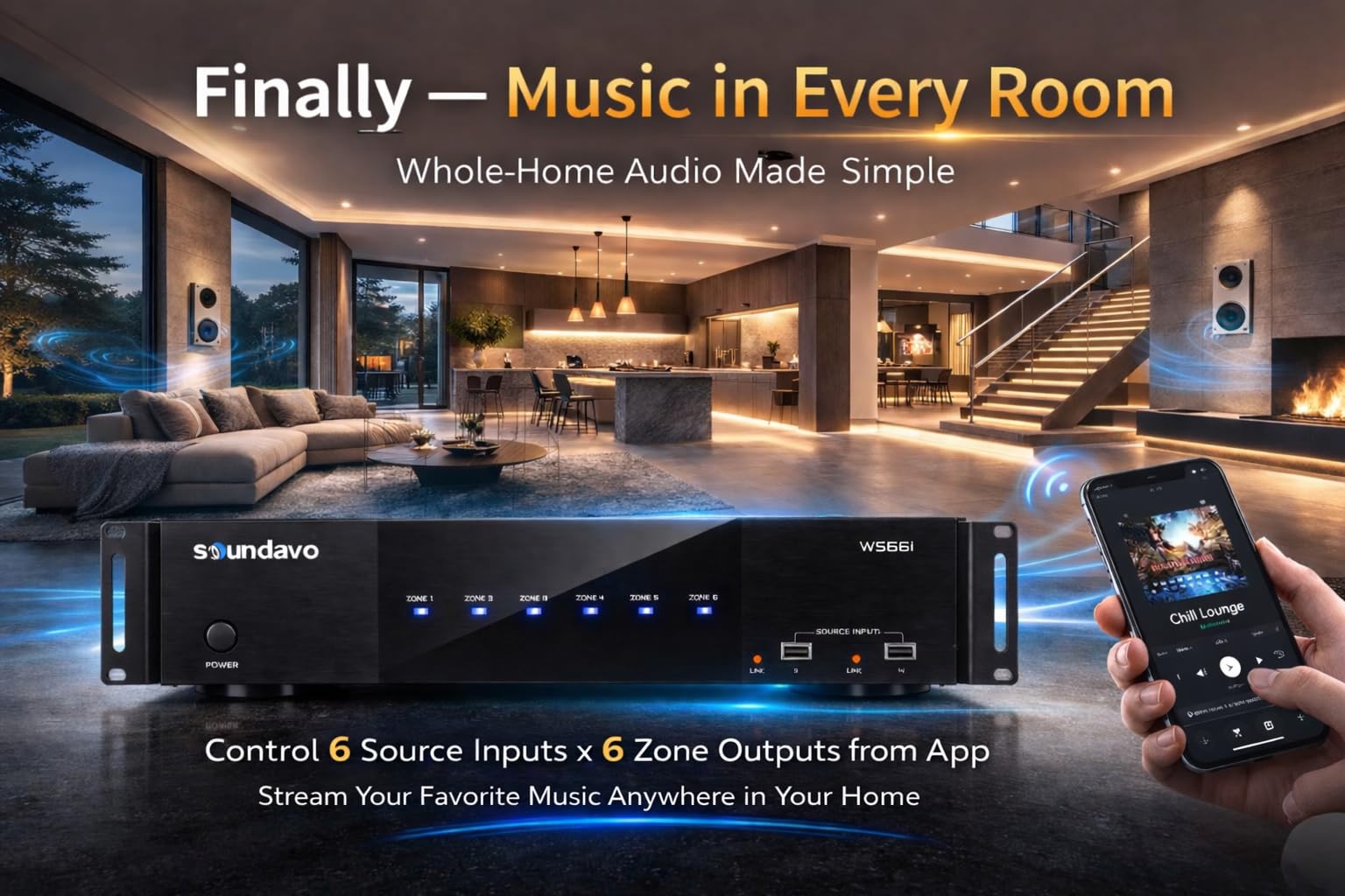 WS66i 6 Zone Amplifier with Wall Keypads - 100W per Zone Whole House Audio System, 6 Source x 6 Zone App & in-Wall Keypad Controlled Multi-Room Amplifier, AirPlay, Spotify Connect customer photo 2