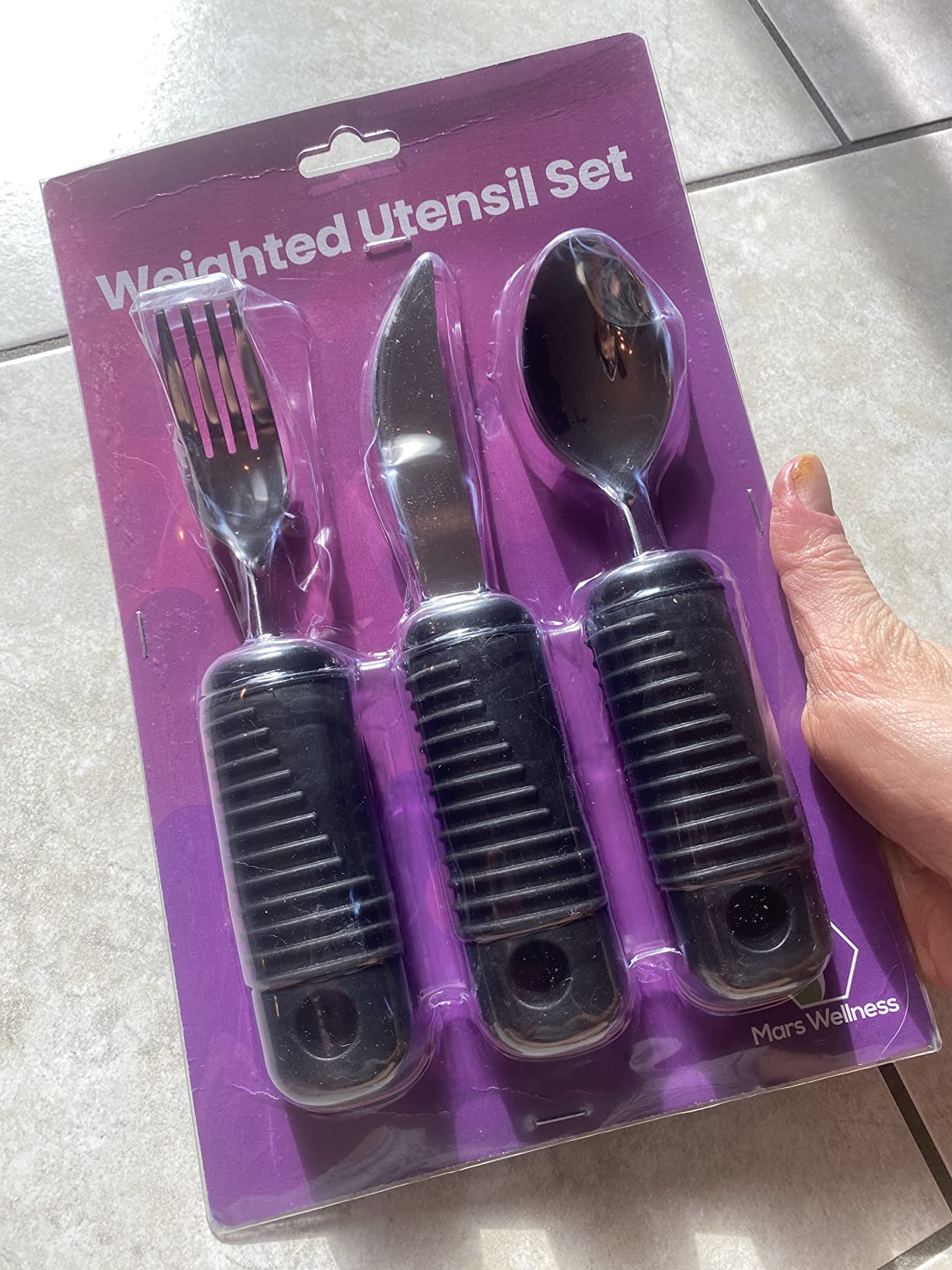 Mars Wellness Weighted Utensils Set - 3-Piece Heavy Duty, Stainless Steel Fork, Knife, and Spoon Adaptive Utensils Enhanced Stability While Eating for Elderly, Hand Tremors and Parkinson's Patients customer photo 1