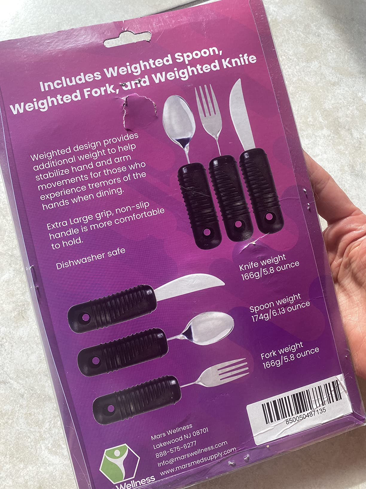Mars Wellness Weighted Utensils Set - 3-Piece Heavy Duty, Stainless Steel Fork, Knife, and Spoon Adaptive Utensils Enhanced Stability While Eating for Elderly, Hand Tremors and Parkinson's Patients customer photo 2