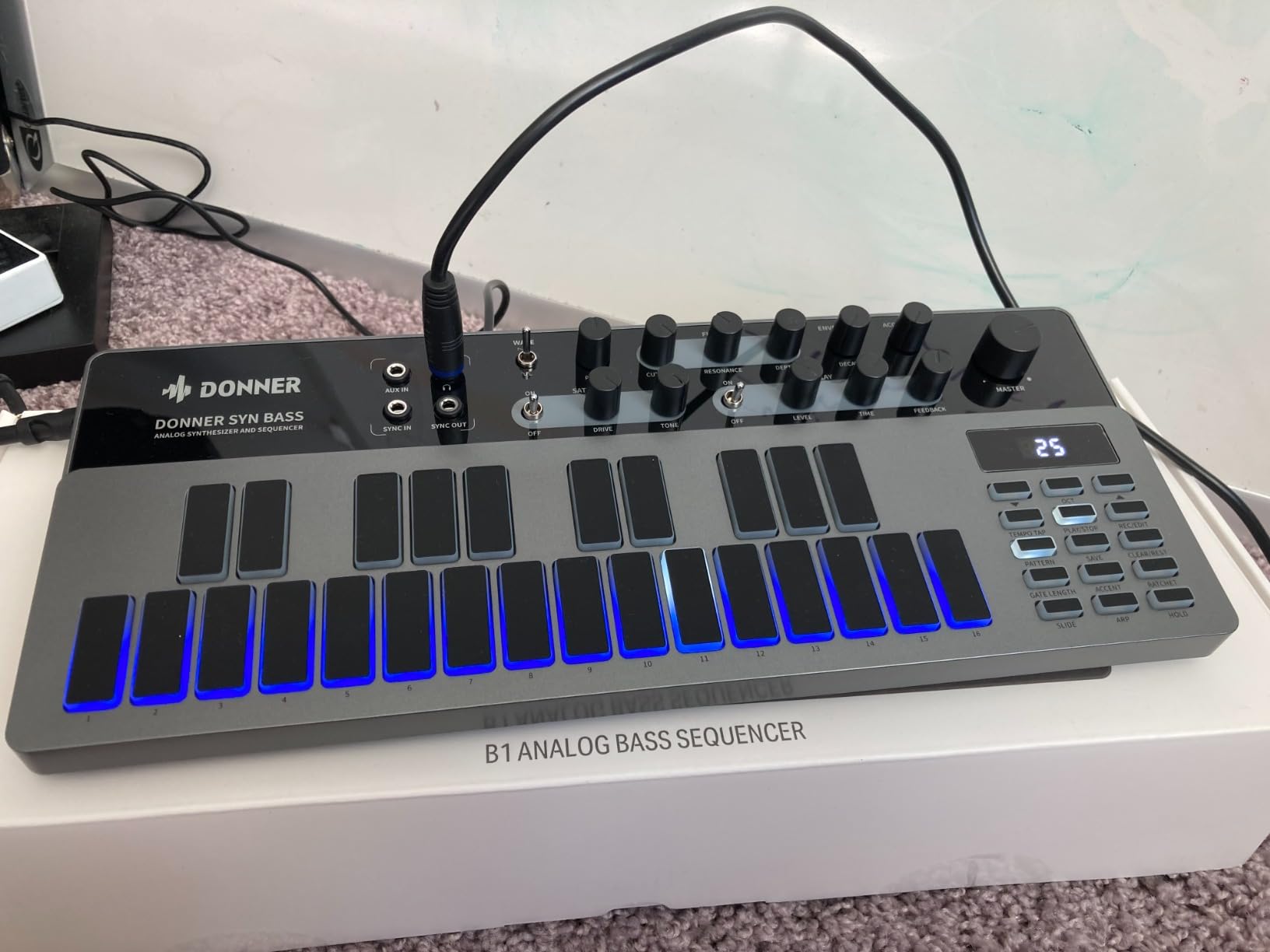 Donner Essential B1 Analog Bass Synthesizer and Sequencer with Intuitive User Interface, 128 Patterns Memory, Saturation & Delay Effects customer photo 1