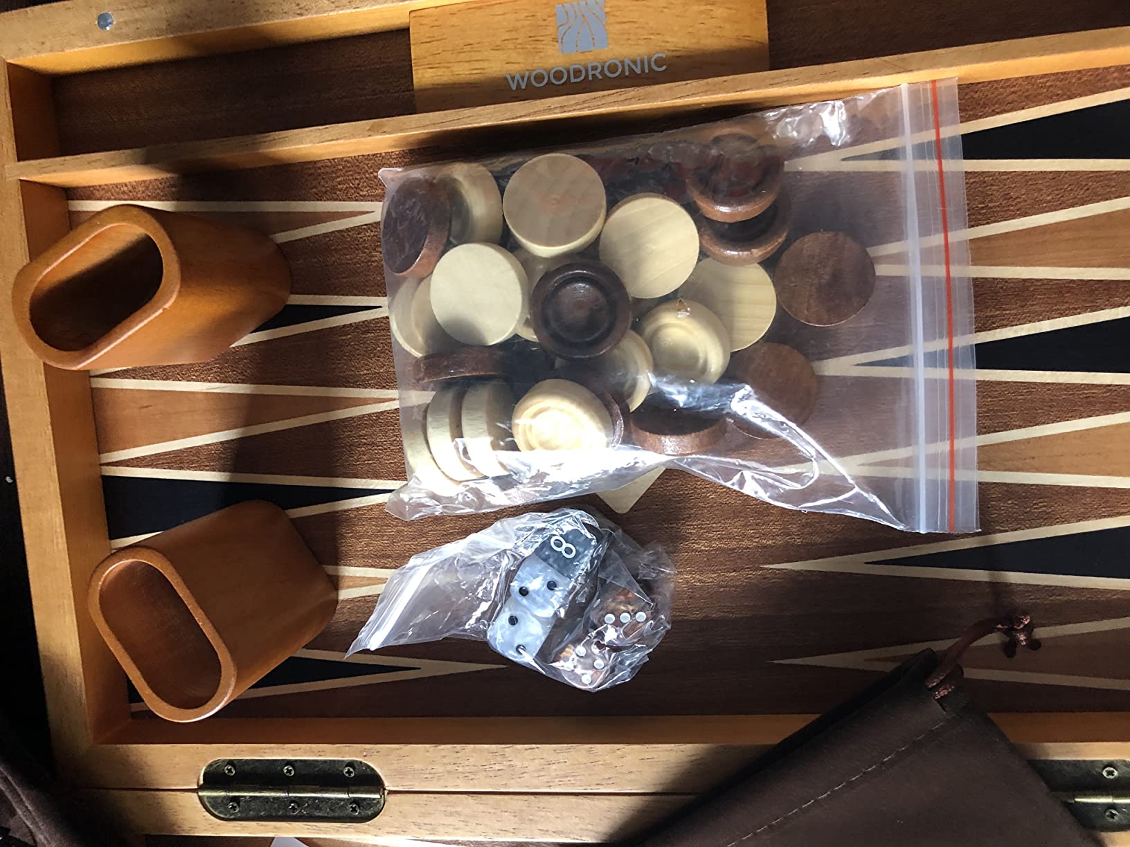 Wooden Backgammon Set for Adults - 19 Inch Classic Board Game Case - Premium Folding Backgammon Set with Wooded Playing Pieces, Dices - Large Wood Inlaid Travel Backgammon Game Set for 2 Players customer photo 1