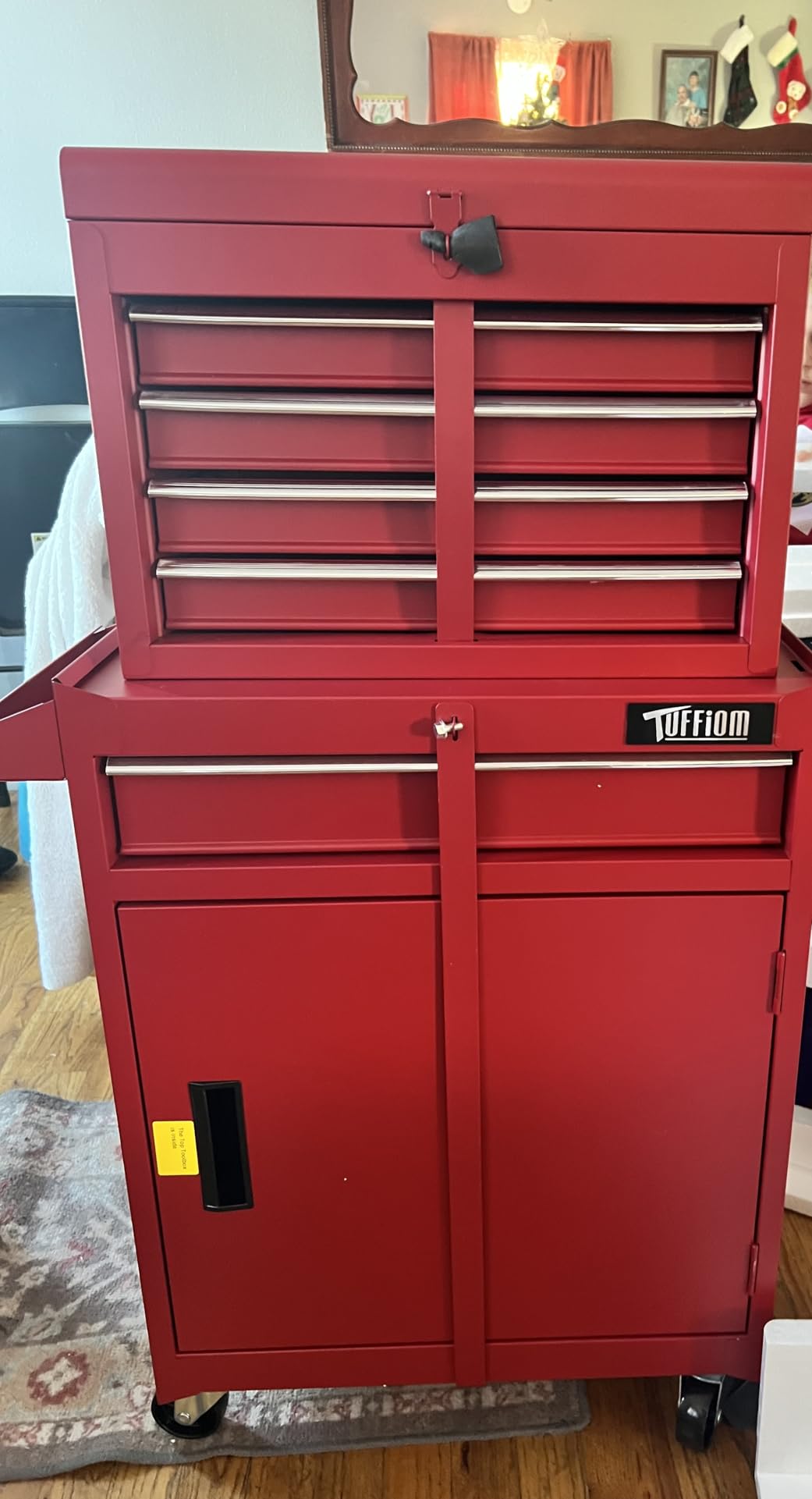 TUFFIOM 5-Drawer Rolling Tool Chest, Tool Storage Cabinet w/Drawers, Lockable Wheels, Detachable Top & Adjustable Shelf, Mechanic Tool Organizer Box customer photo 1