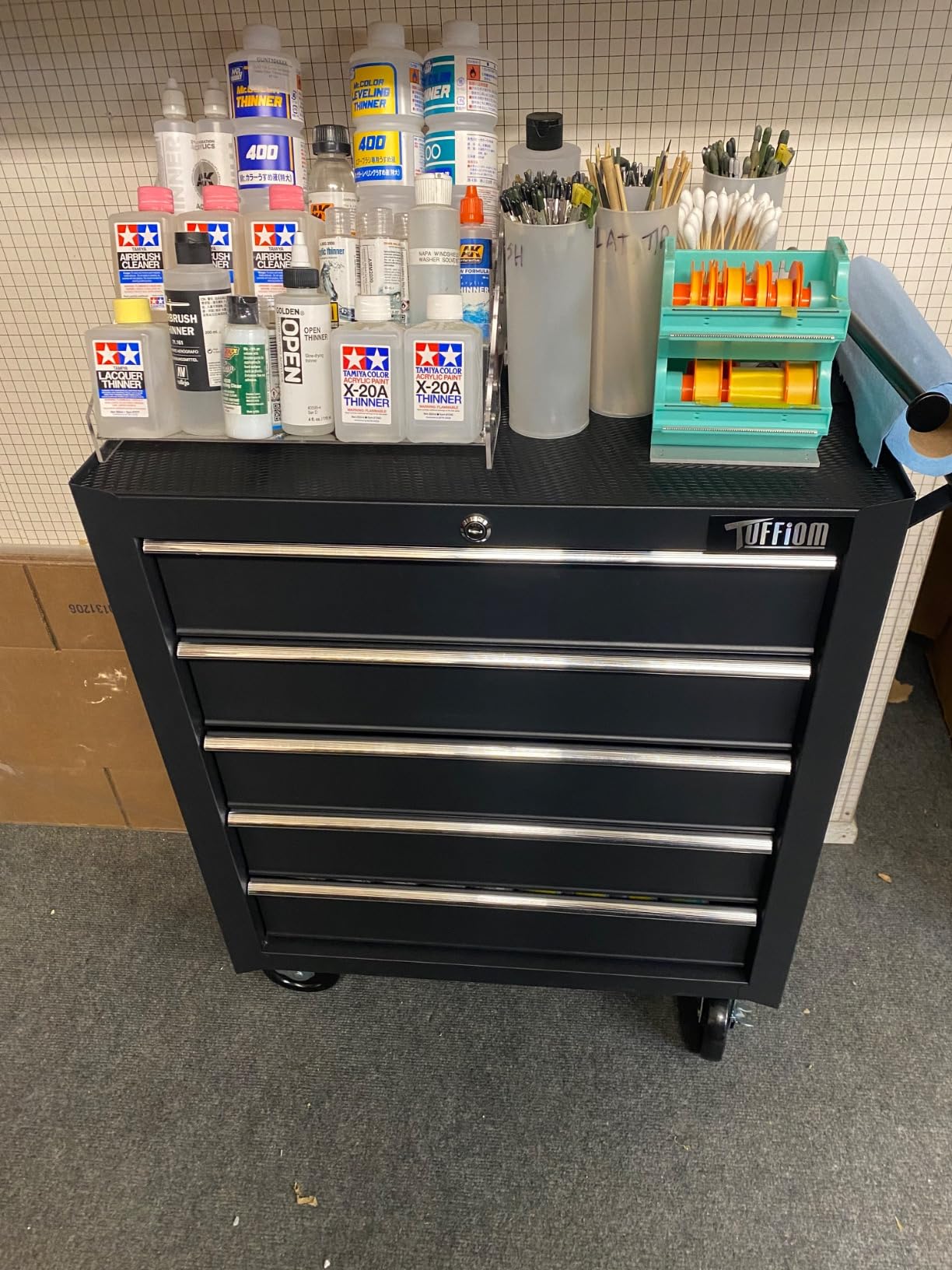 TUFFIOM 5-Drawer Rolling Tool Chest w/Drawers & Lock, Tool Storage Cabinet with Lockable Wheels, Top Cushion & Drawer Liners, Tool Organizer Box customer photo 1