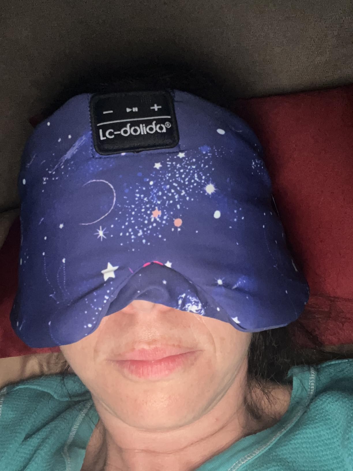 LC-dolida Sleep Mask with Bluetooth Headphones, Extra Large Silk Eye Mask for Sleeping Side Day Sleepers, Sleep Headphones Bluetooth 5.4 for Women Men with Thin Speaker, Blackout, Comfort, Microphone customer photo 1
