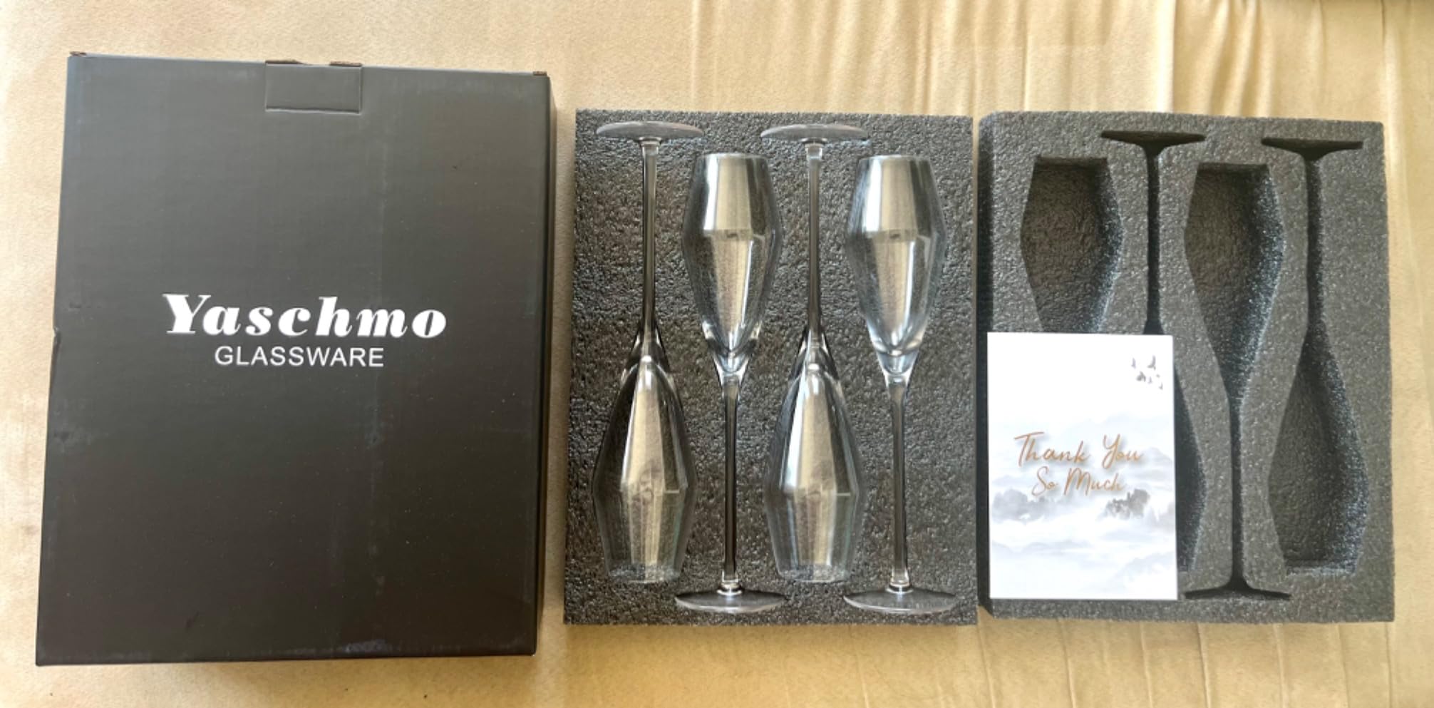 Champagne Flutes Glasses Set of 4, 8.4 oz Hand Blown Crystal Wedding Flutes, Elegant Tulip Glasses - Ideal Gift for Wedding, Anniversary,Christmas Day (4 Count (Pack of 1)) customer photo 2