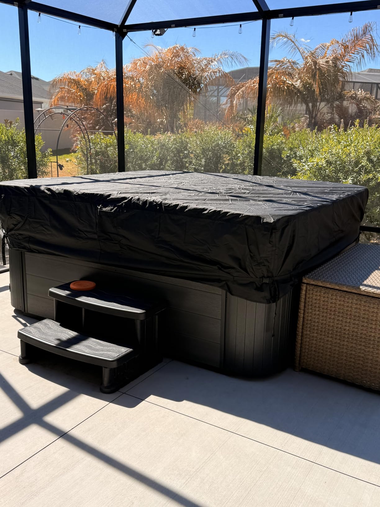 iBirdie Outdoor Waterproof and Weatherproof Hot Tub Cover 85 x 85 inch fit 84 x 84 or 83 x 83 or 82 x 82 or 7 ft x 7 ft Square SPA 600D Heavy Duty Protectors Protective Cover Cap customer photo 2