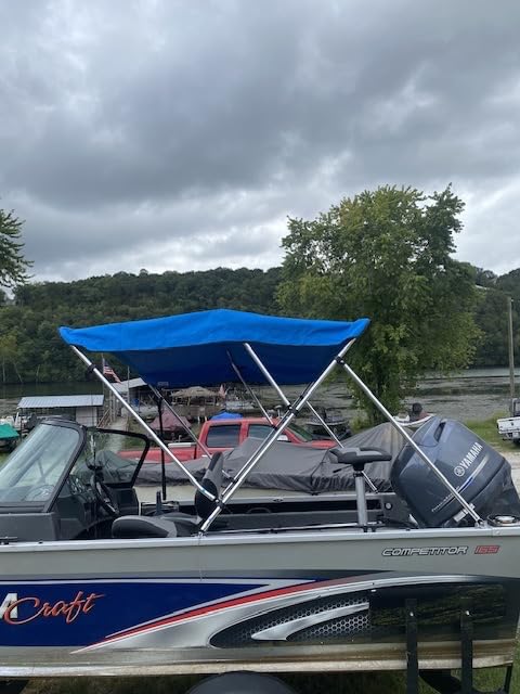 3 Bow Bimini Tops for Boats, Fadeproof, Support Poles, Storage Boot, 900D Marine Canvas, Sun Shade Boat Canopy, Universal Boat Cover for Pontoon, V-Hull, Fishing, Bass Boat 73-78