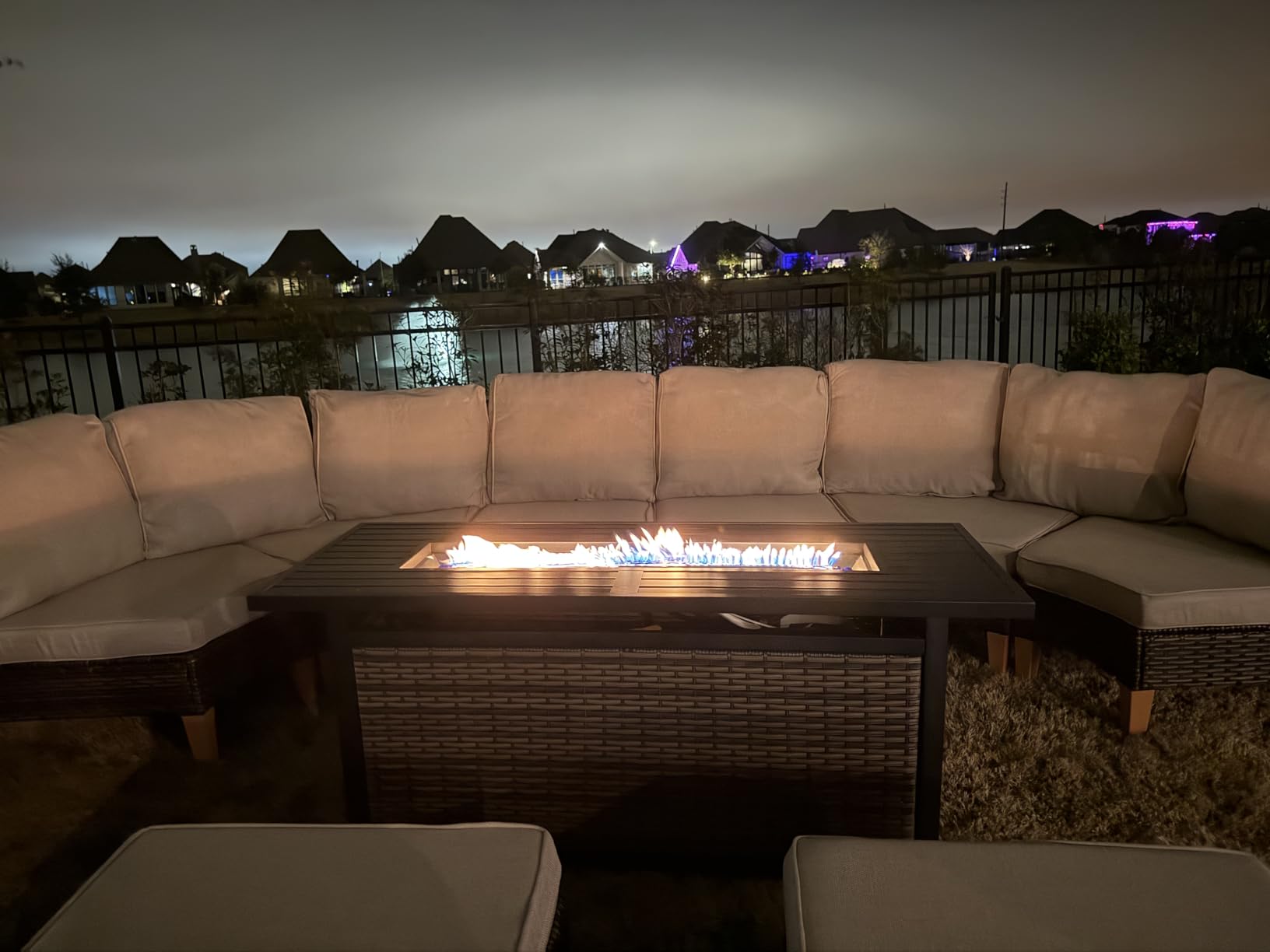 PHI VILLA 5-Piece Wicker Patio Furniture Set, Outdoor Sectional Sofa Conversation Set with Beige Cushions, Half-Moon Curved Modular Couch for Garden, Deck, Backyard customer photo 2