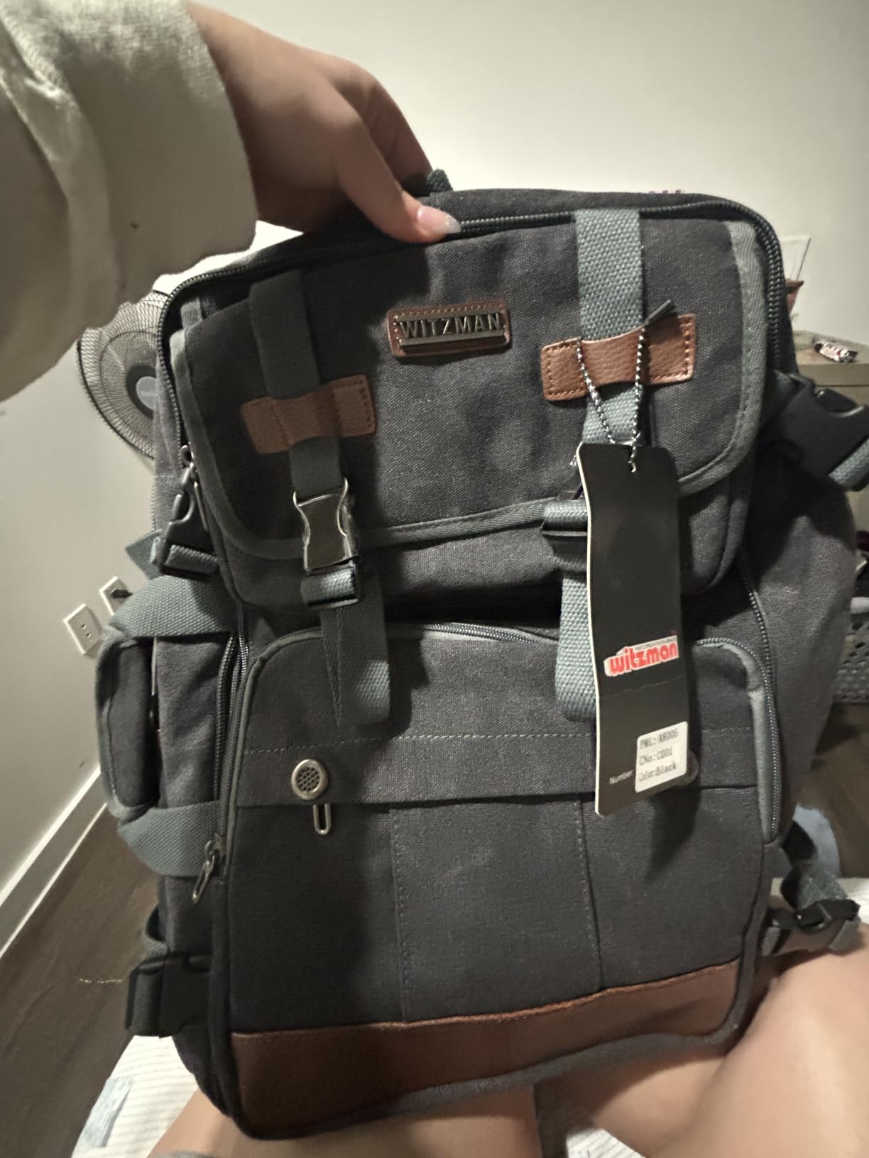 WITZMAN Canvas Travel Backpack for Men Large Laptop Backpack Fit 16 inch Carry-on Airline Approved Convertible Shoulder Rucksack customer photo 2