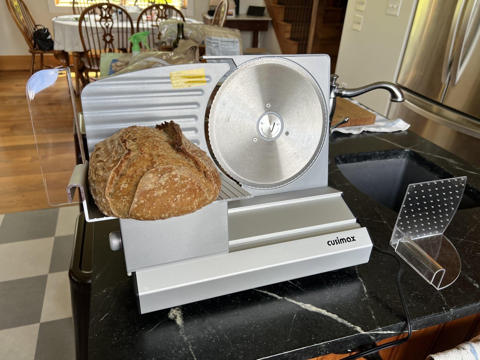 CUSIMAX Electric Deli Meat Slicer with 2 Removable 8.7'' Stainless Steel Blades, Removable Food Carriage, 1-20mm Adjustable Thickness Food Slicer for Home, Easy for Cut Meat, Cheese, Bread customer photo 2