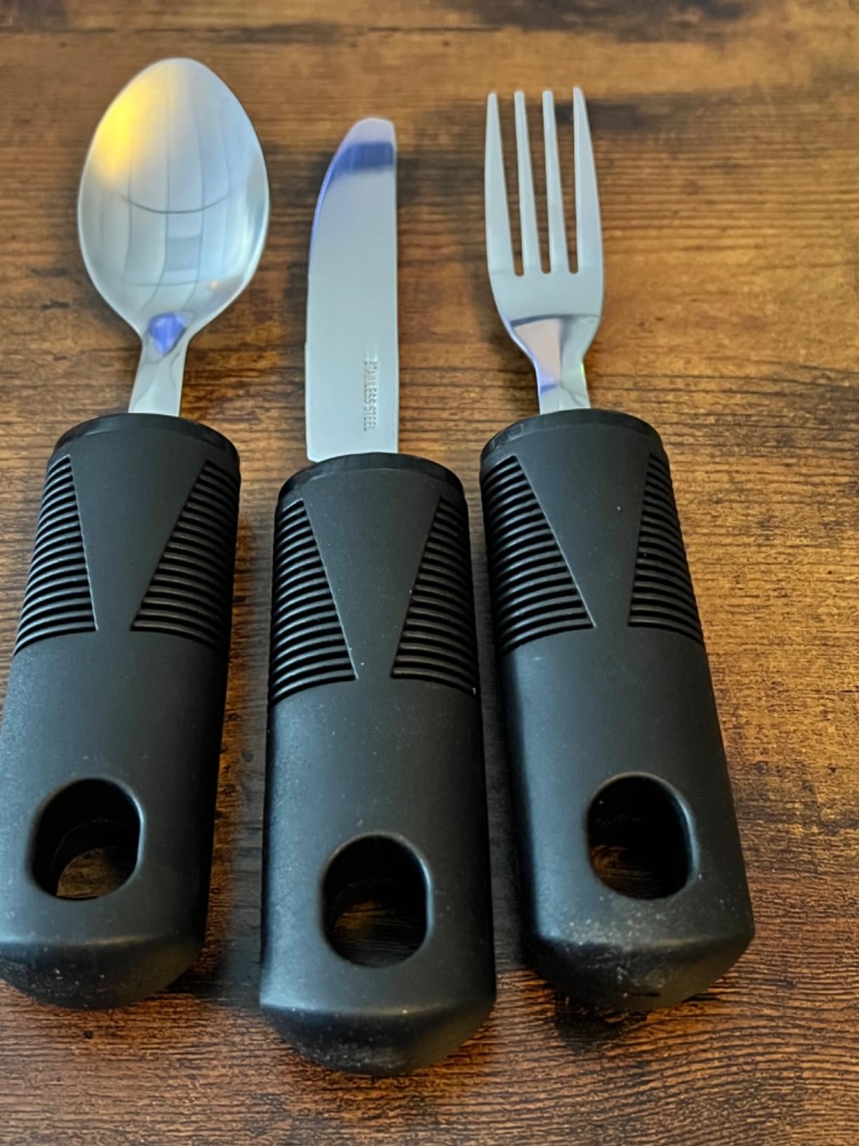 Adaptive Utensils, Adaptive Utensils 3pcs for Hand Tremors,Elderly, Arthritis,Parkinsons-Built Up Utensils for Adults-Easy Grip Aids Handle-2.7oz Each Weighted Silverware for Hand Tremors customer photo 1