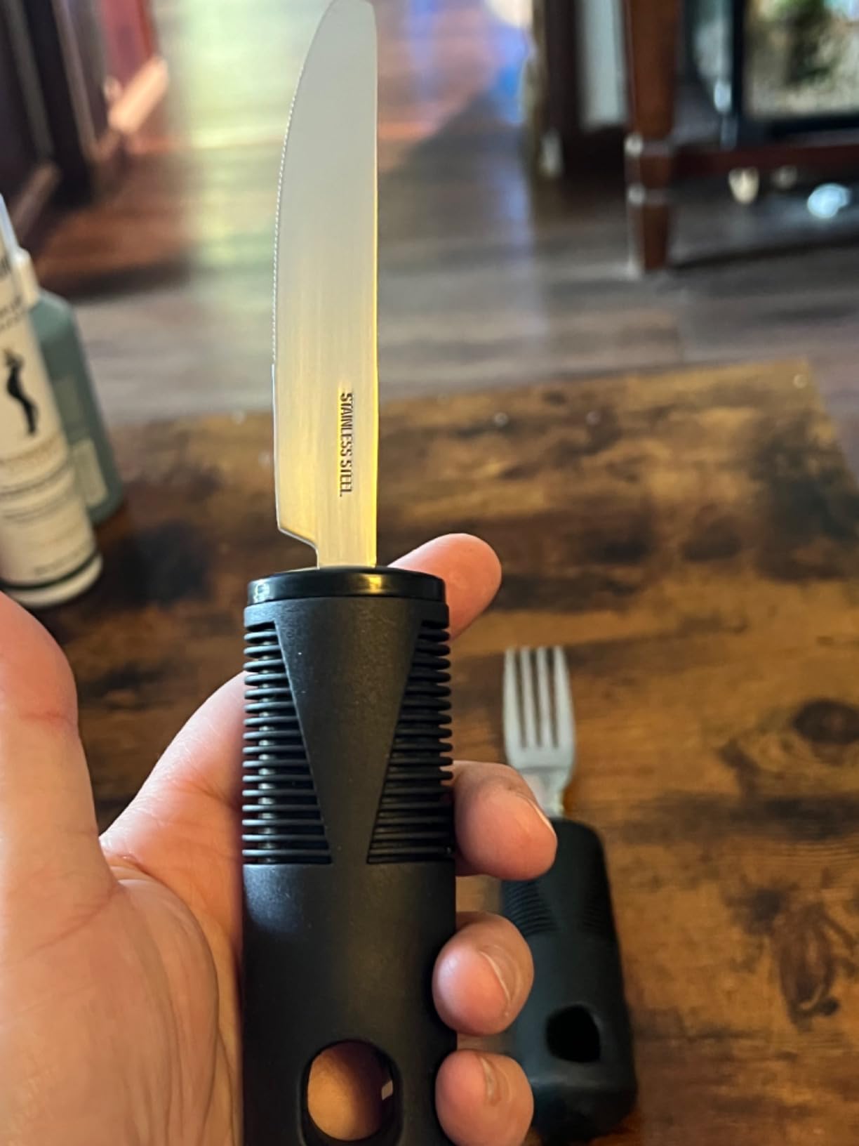 Adaptive Utensils, Adaptive Utensils 3pcs for Hand Tremors,Elderly, Arthritis,Parkinsons-Built Up Utensils for Adults-Easy Grip Aids Handle-2.7oz Each Weighted Silverware for Hand Tremors customer photo 2