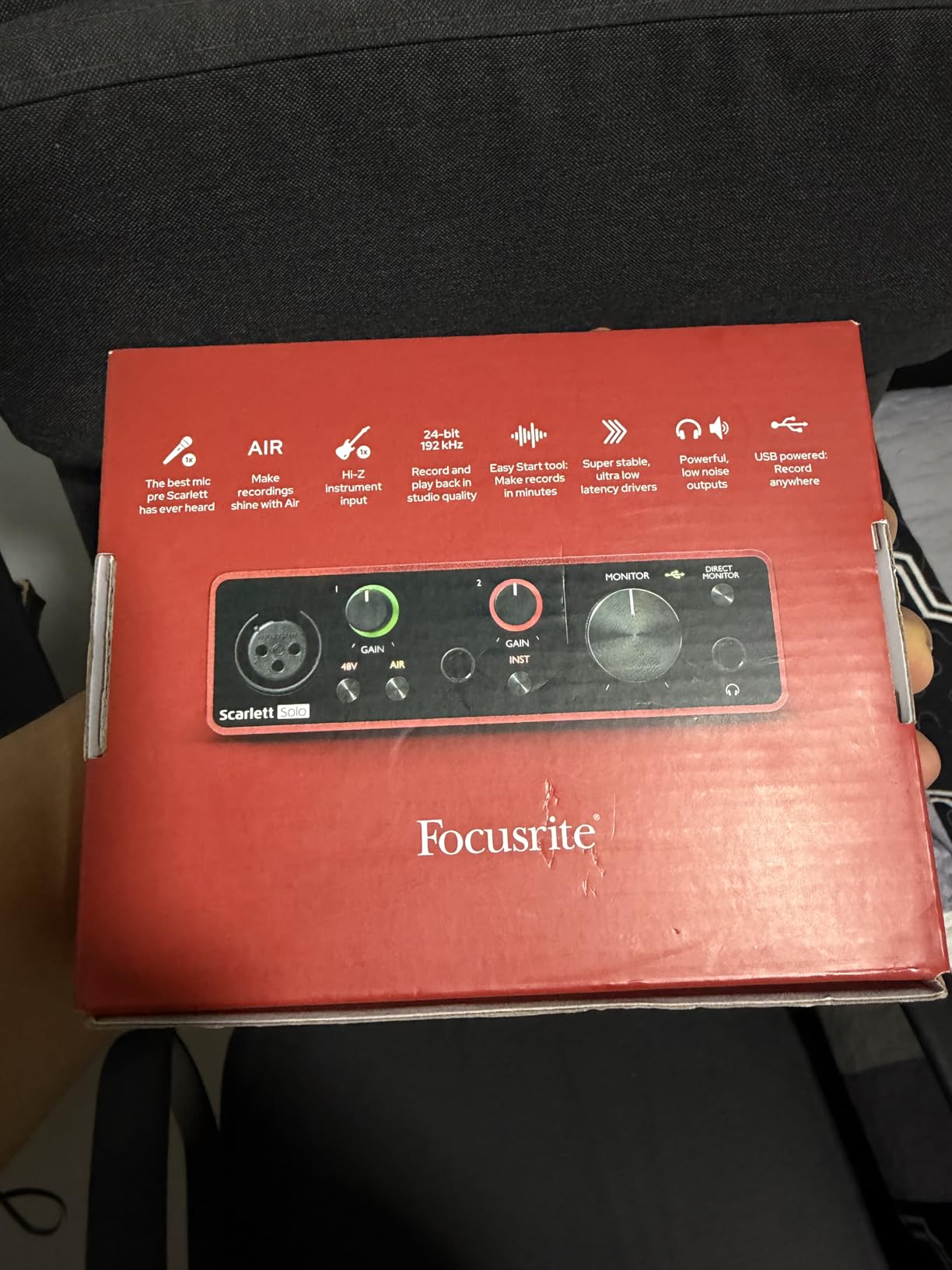Focusrite Scarlett Solo Studio 4th Gen USB Audio Interface Bundle for the Songwriter, Guitarist or Vocalist with Condenser Microphone and Headphones for Recording, Songwriting, and Podcasting customer photo 1