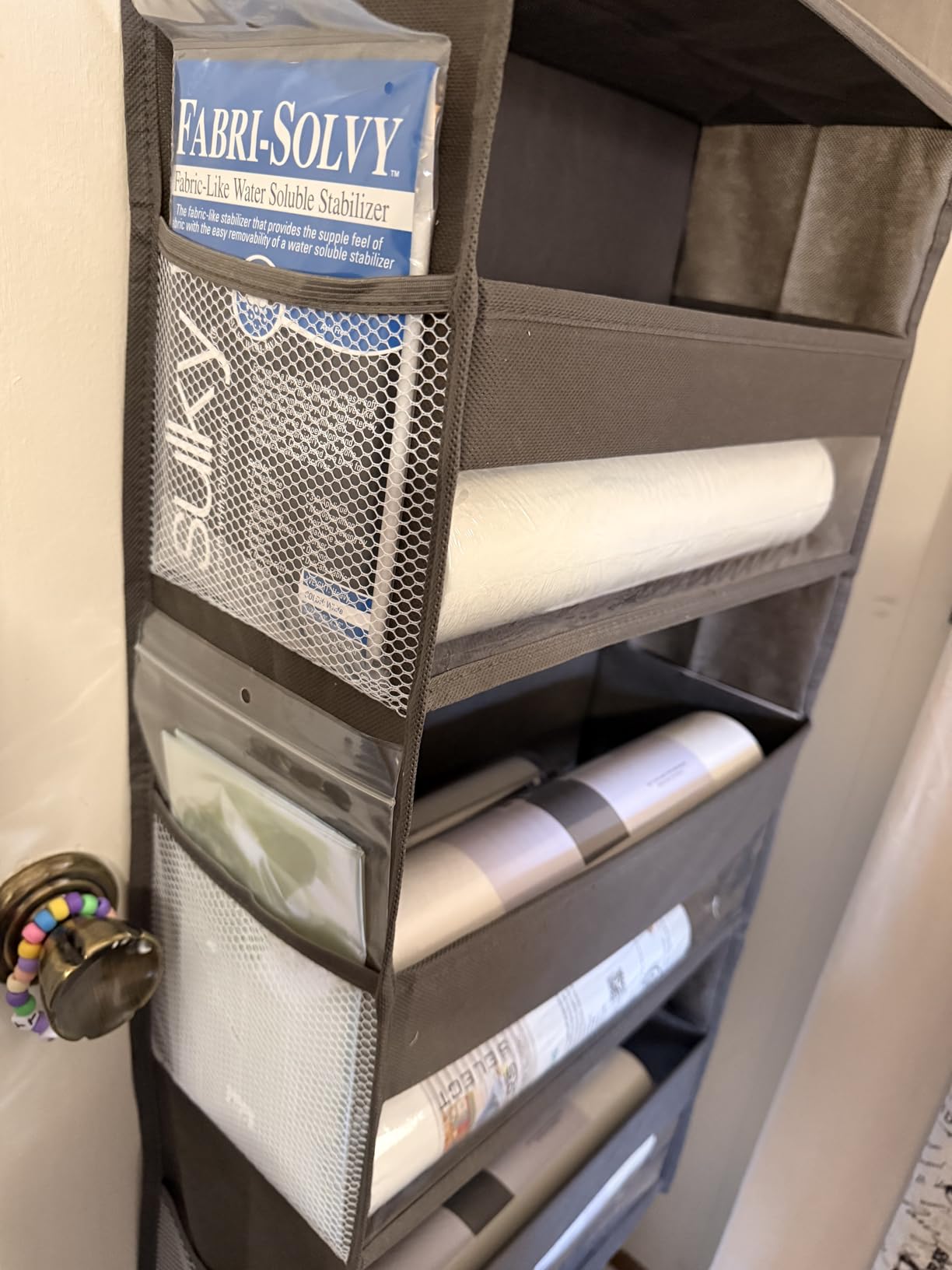 HOMELUX THEORY UPGRADED 6 Tiers Over The Door Organizer Hanging - 100D EXTRA THICK & 50lbs HUGE CAPACITY, 12 Side Mesh Pockets Over The Door Shoe Organizer, Hanging Closet Organizer, Ivory, 1pc customer photo 1