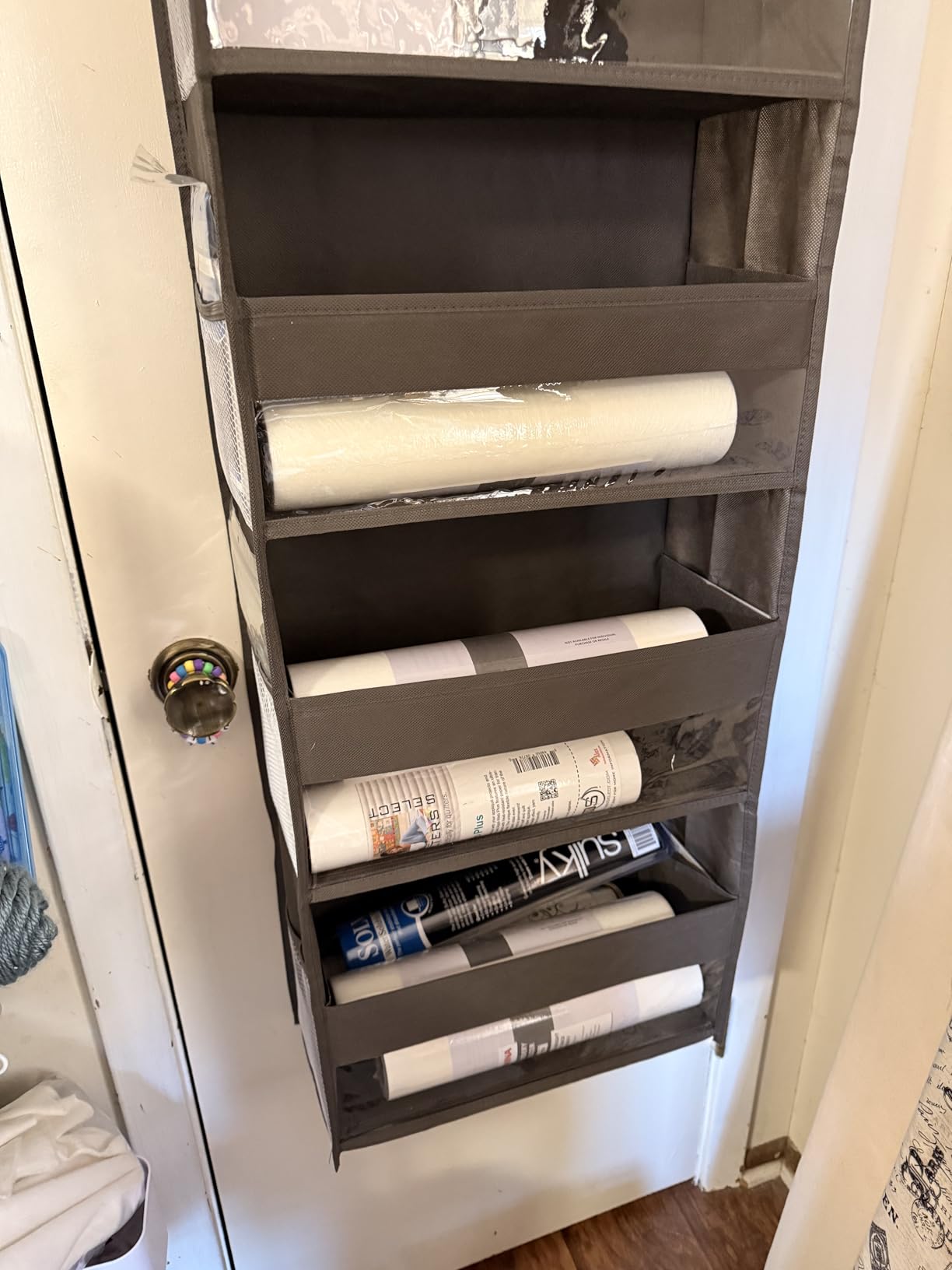 HOMELUX THEORY UPGRADED 6 Tiers Over The Door Organizer Hanging - 100D EXTRA THICK & 50lbs HUGE CAPACITY, 12 Side Mesh Pockets Over The Door Shoe Organizer, Hanging Closet Organizer, Ivory, 1pc customer photo 2