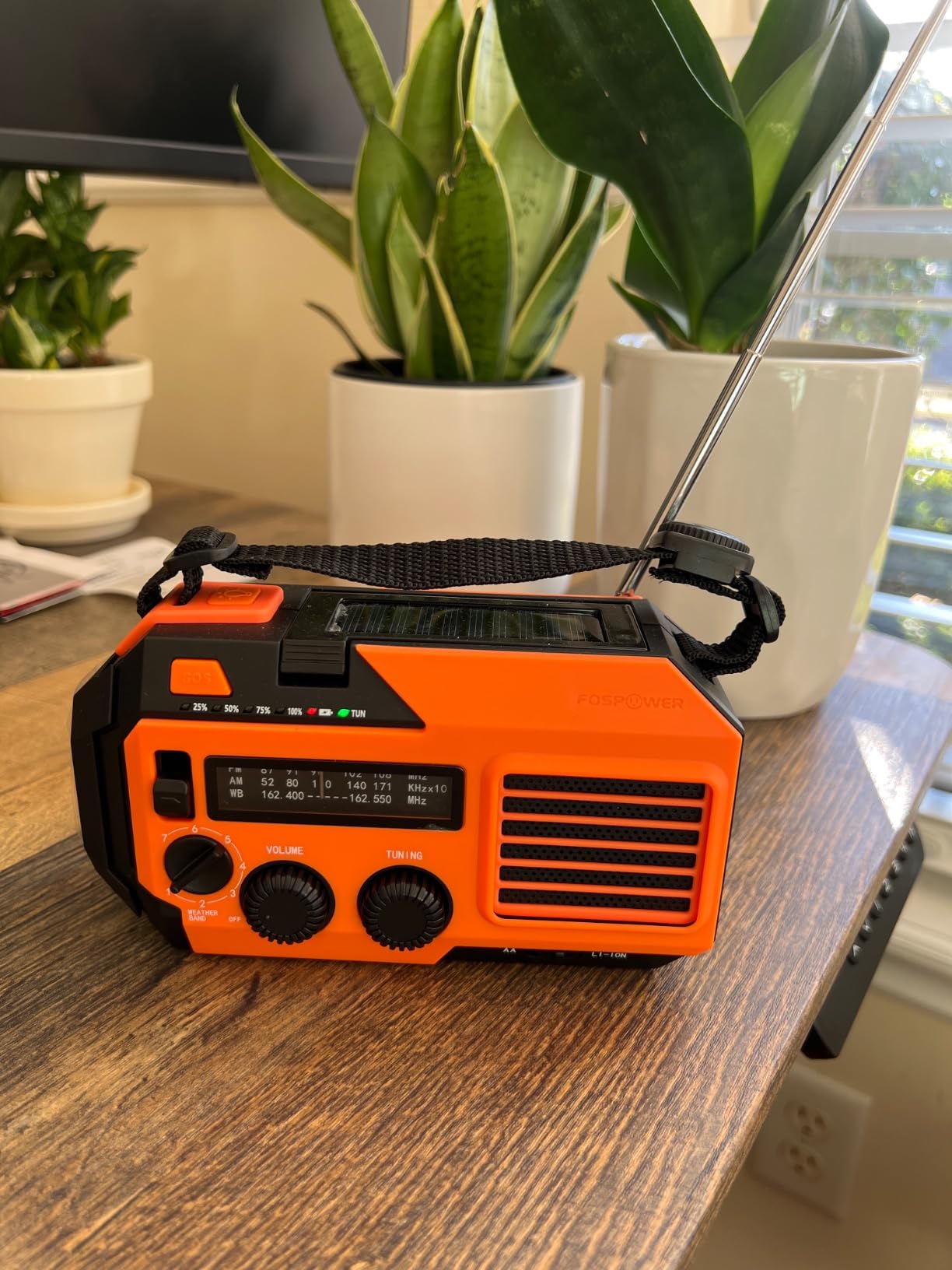 FosPower NOAA Emergency Weather Radio A6 19240mWh Portable Power Bank, AM/FM, USB/Solar/Hand Crank Charging, Battery Operated, SOS Alarm & Flashlight for Indoor/Outdoor Emergency - Orange customer photo 2
