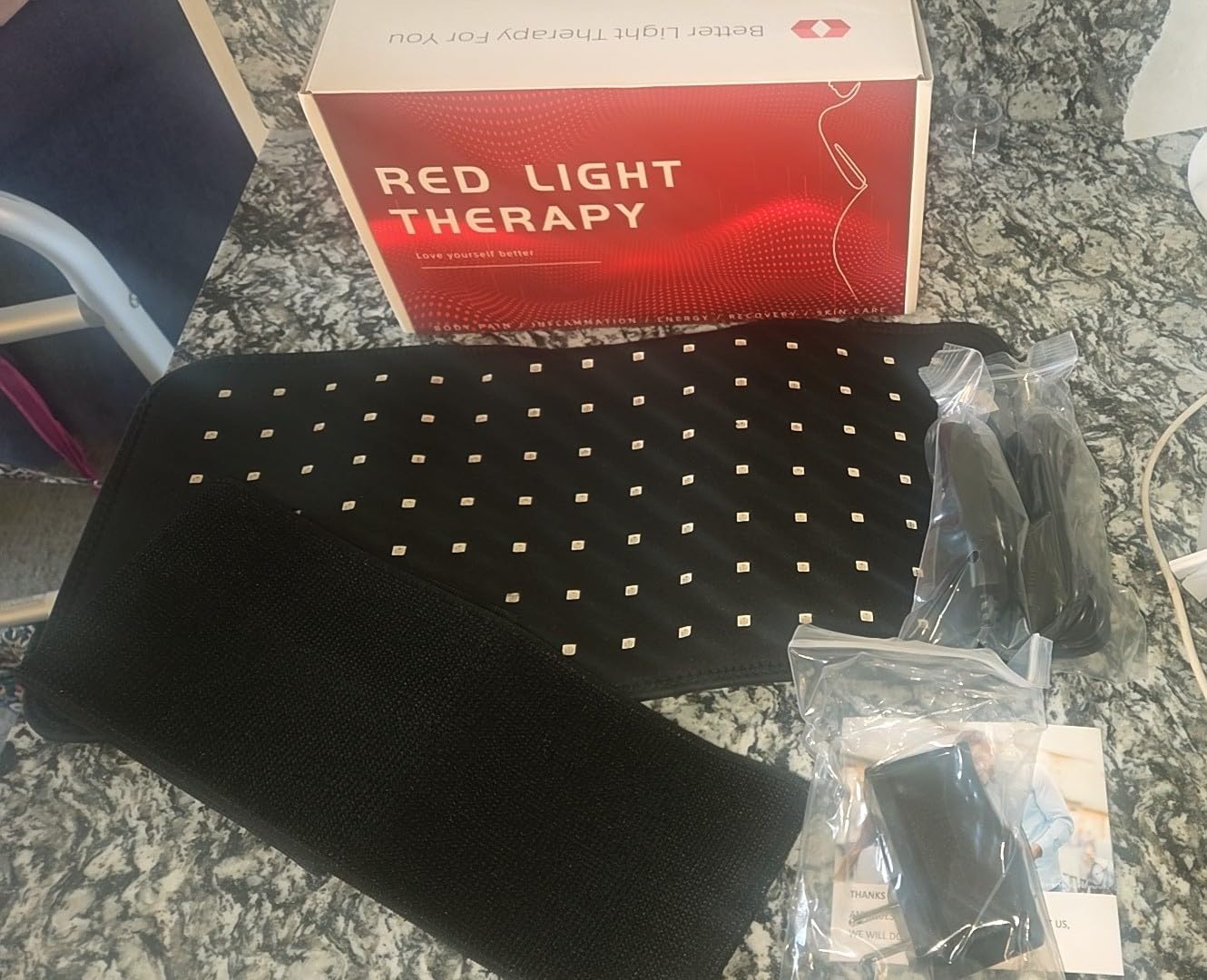 Red Light Therapy Pad for Body Back Knee Shoulder Hands Feet Portable 660nm 850nm Home Use 3 Chips in 1 Infrared Wrap Belt Gift for Women Men (Corded) customer photo 1