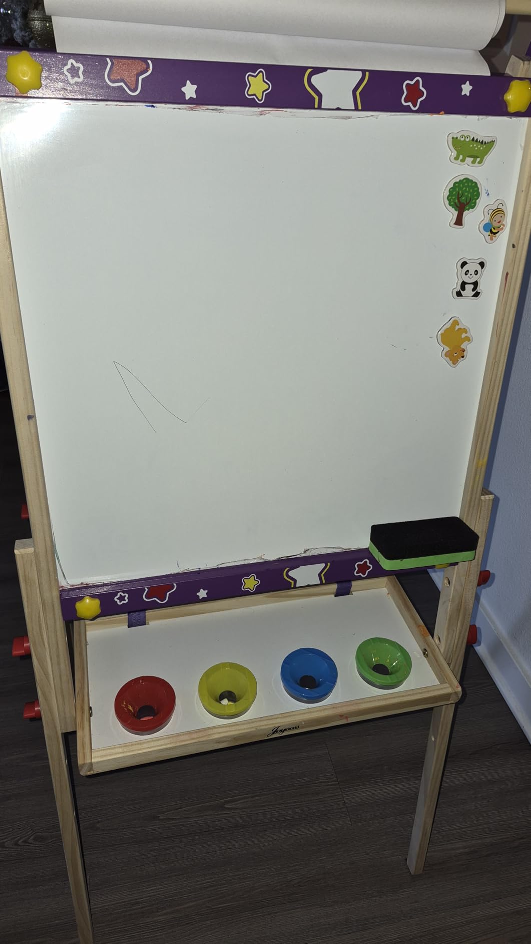 Joyooss Art Easel for Kids Easel for Toddlers,Adjustable Standing Wooden Toddler Easels Kid Whiteboard & Chalk Board Kids Dry Erase Board,Art Easel for Kid Age 2-4 4-8 9-12 Drawing Easels customer photo 2