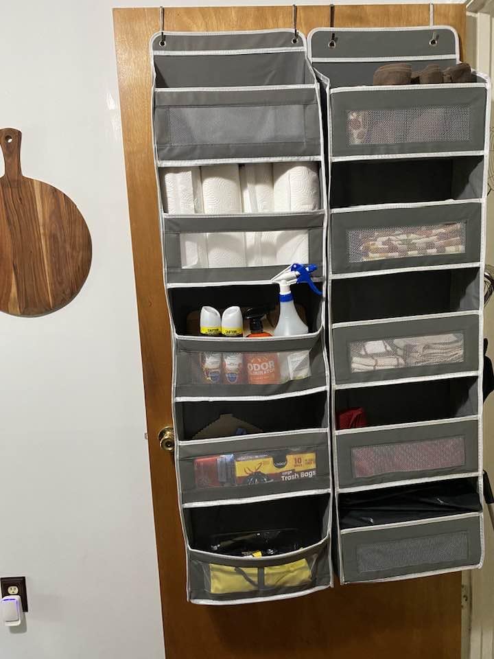 JARLINK Over The Door Organizer Storage, 5 Shelf Hanging Door Organizer with 5 Large Capacity Pockets, Anti Tilt 44 lb Load Behind Door Storage for Bedroom, Bathroom, Pantry, Nursery, Grey customer photo 1