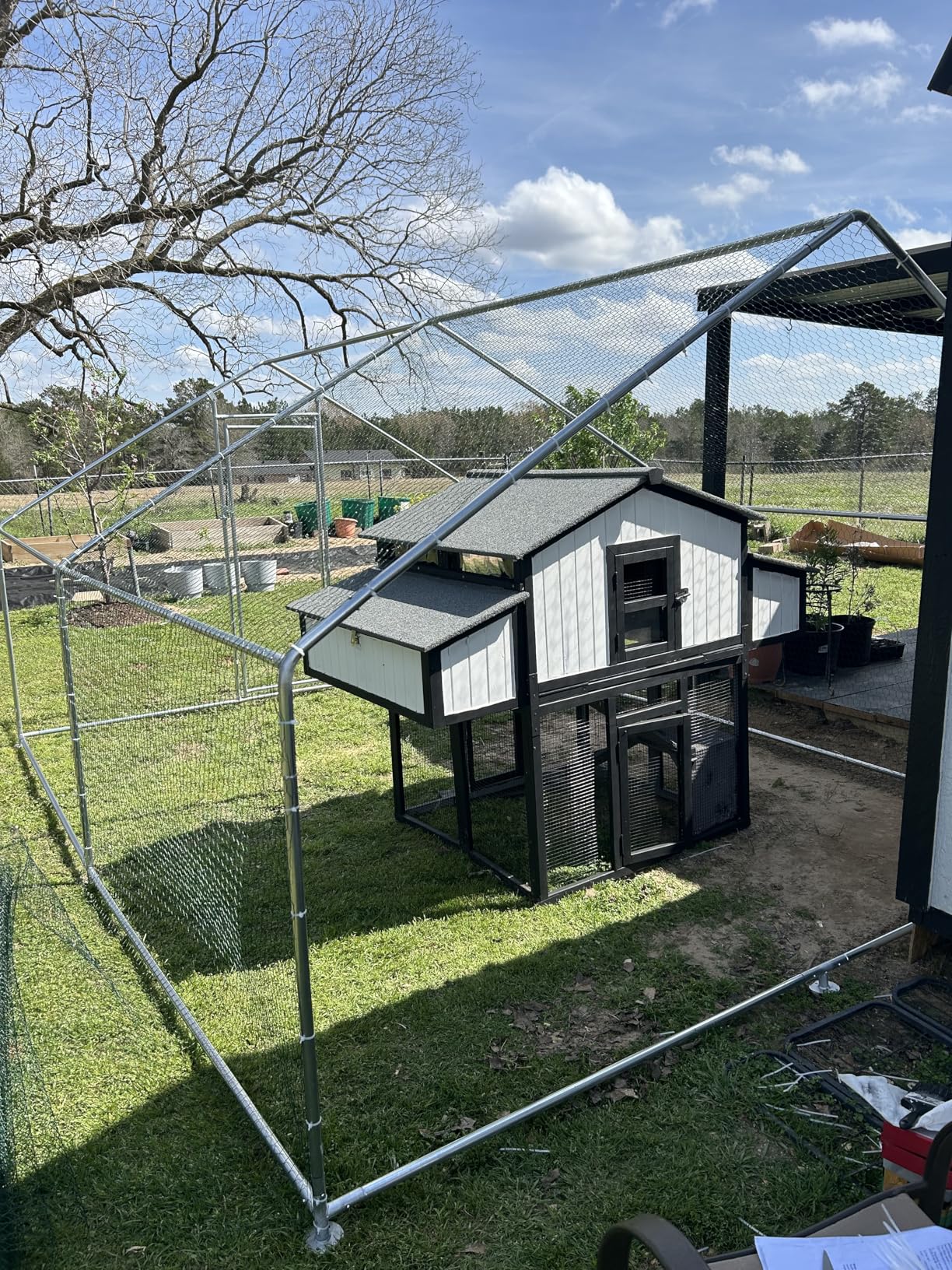 HITTITE Large Metal Chicken Coop with Run, 12.8 x 9.84 x 6.56 ft Walk in Poultry Cage Chicken Run Pen, Outdoor Chicken Runs for Yard with Waterproof and Anti-UV Cover customer photo 2