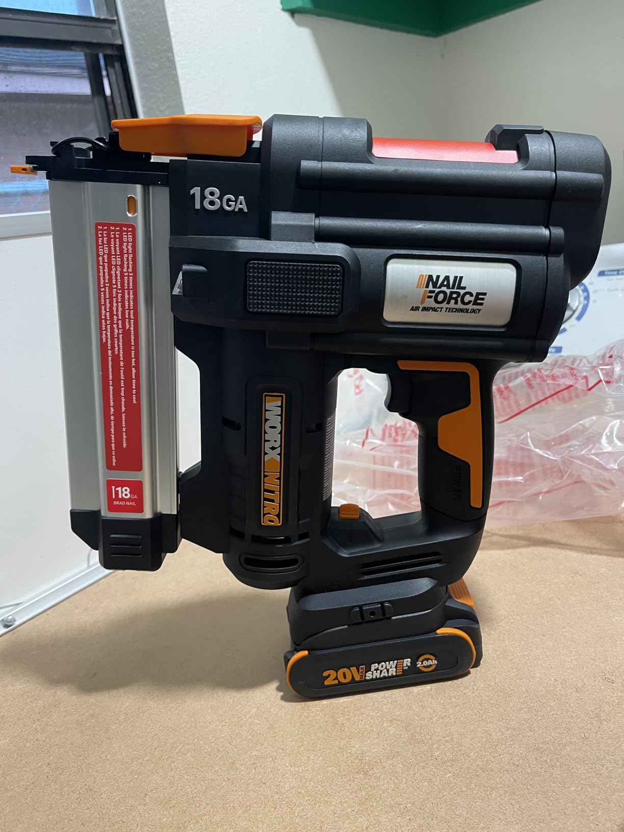Worx Nitro 20V 18GA Cordless Brad Nailer, Cordless Nail Gun, Nail Gun Battery Powered, Up to 2 Inch, Tool-Free Jam Release, Trimming & Molding, Baseboard WX842L PowerShare - Battery, Charger Included customer photo 2