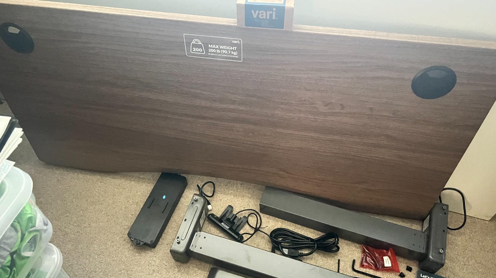 Vari Ergo 54x26 Electric Standing Desk - Height Adjustable Sit Stand VariDesk + Curved Waterfall Edge, 4 Memory Settings, Quick Assembly, Cable Management, 200 lb Capacity - Light Wood (2 Boxes) customer photo 1