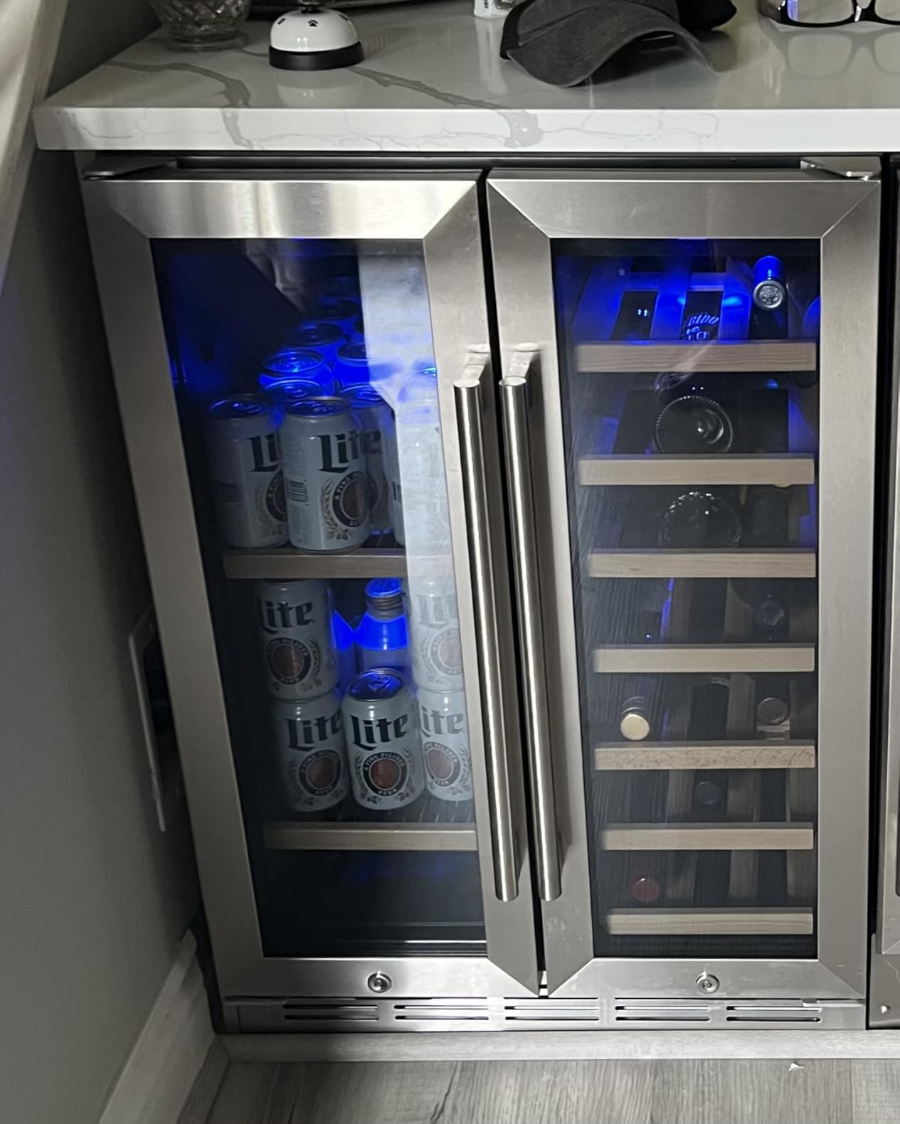 Wine Cooler Refrigerator 24 Inch, 180 Bottles Large Wine Fridge Dual Zones, Tall Freestanding/Built-in Wine Cellar Professional with Reversible Door Sliding Rail Shelves customer photo 1