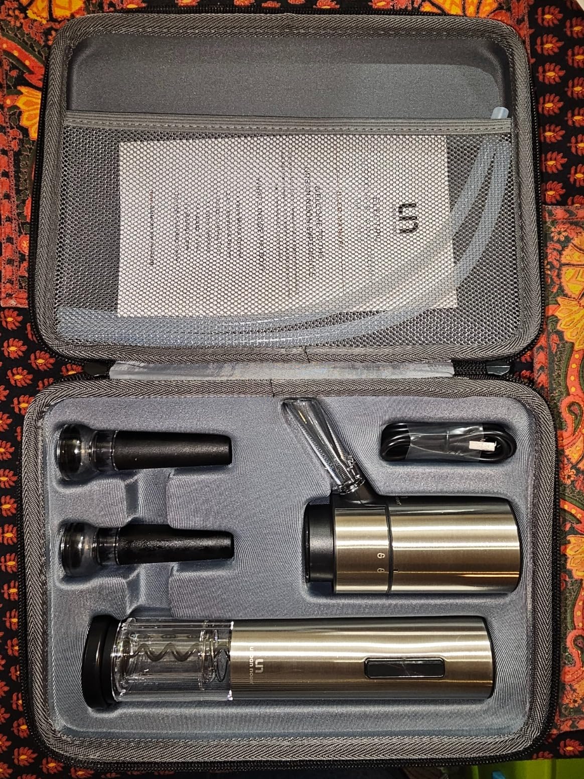 Rechargeable Electric Wine Opener Set with Aerator, Foil Cutter & Vacuum Stoppers - Automatic Wine Bottle Opener Kit with Portable Case - 7 Piece Wine Gift Set (Black Matte) customer photo 1