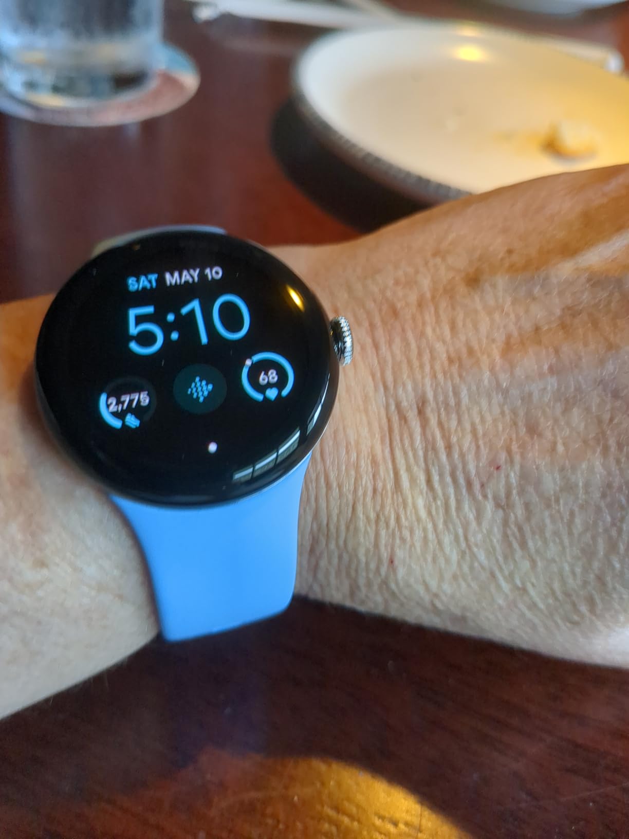 Pixel Watch 2 (Previous Model) with the Best of Fitbit - Heart Rate Tracking, Stress Management, Safety Features - Android Smartwatch - Polished Silver Aluminum Case - Bay Active Band - Wi-Fi customer photo 2