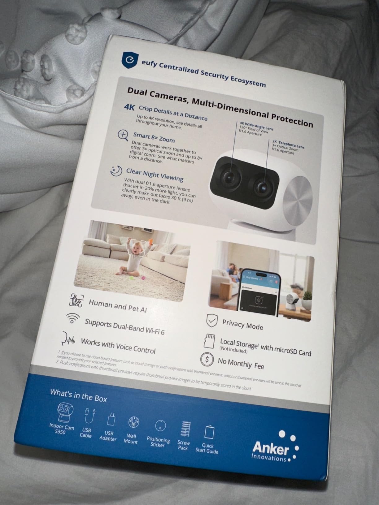 4K UHD Indoor Cam S350, Dual Cameras, 8x Zoom, 360° Pan & Tilt Security Camera, AI Auto-Tracking, Baby/Pet/Nanny Camera, Human/Pet Detection, 2.4G/5G Wi-Fi customer photo 2