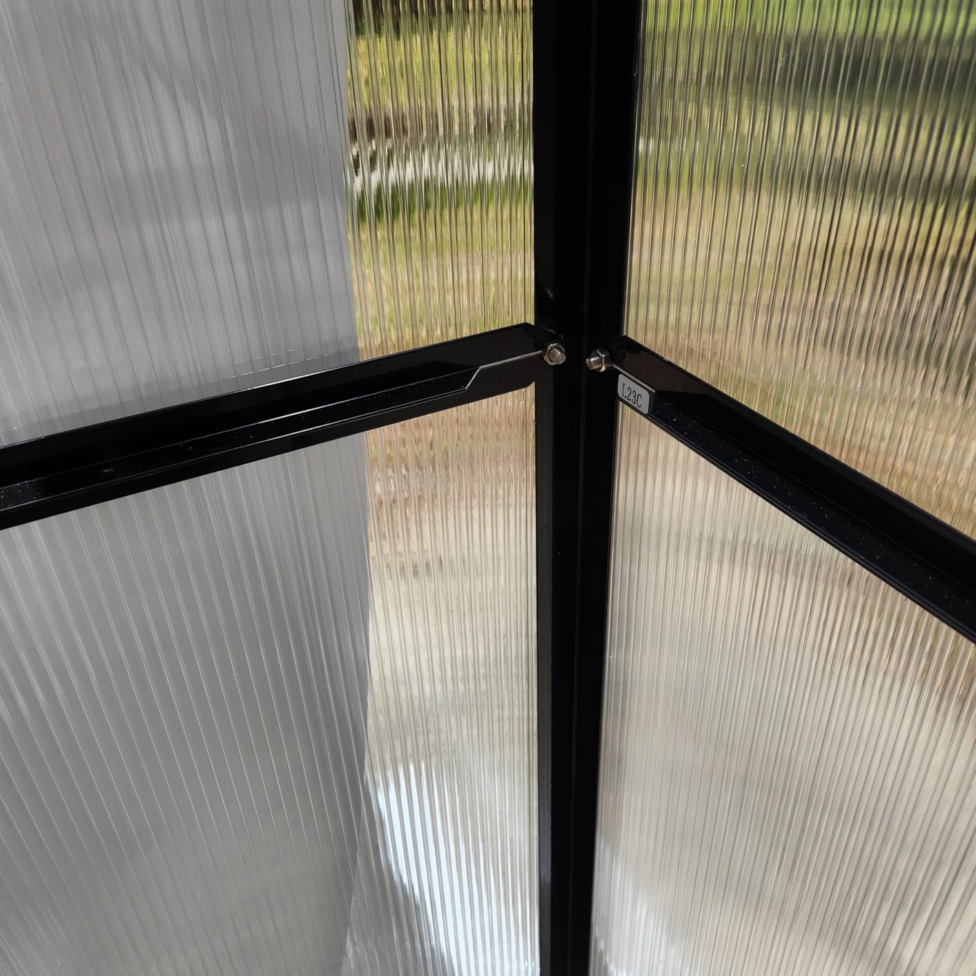 HOWE 8x10x7.5 FT Polycarbonate Greenhouse Double Swing Doors 2 Vents 5.2FT Added Wall Height, Walk-in Large Aluminum Sunroom Winter Greenhouse for Outdoors, Black customer photo 2