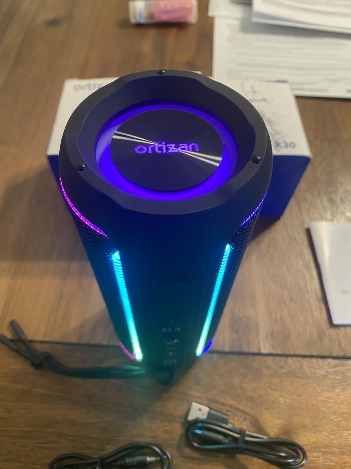 Ortizan Portable Bluetooth Speaker (3nd Gen), Bold 40W Sound with DSP Bass Boost, IPX7 Waterproof, 30Hrs of Playtime, TWS, BT 5.3, Colorful Lights, EQ, USB, Wireless for Home, Outdoor, Party - Black customer photo 2