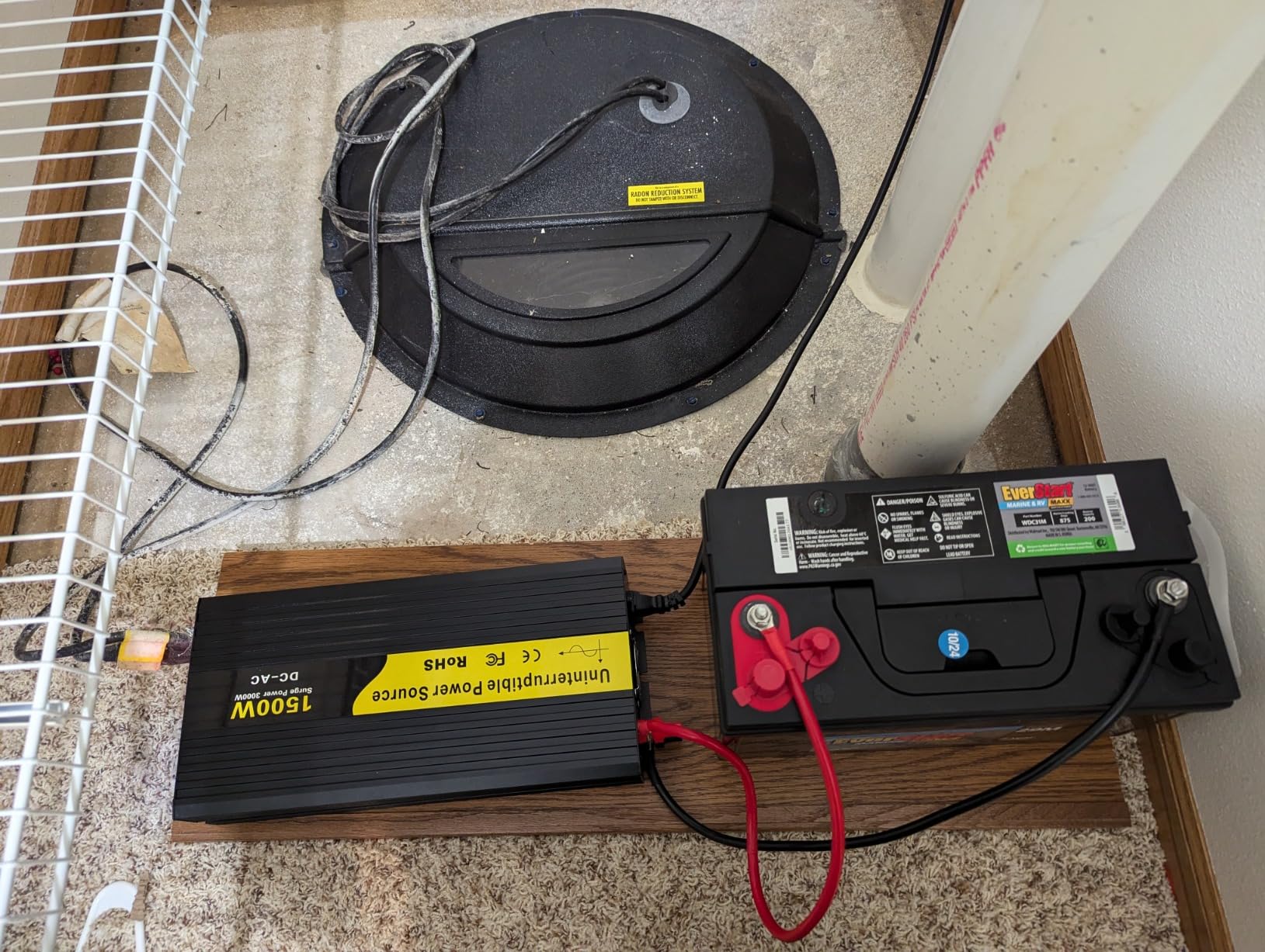 1500W Primary Sump Pump Backup System, Basement Protection Backup Inverter, Black, LCD Display, Auto Switches for Continuous Sump Pump Operation, Basement Emergency and Power Outage Backup customer photo 1