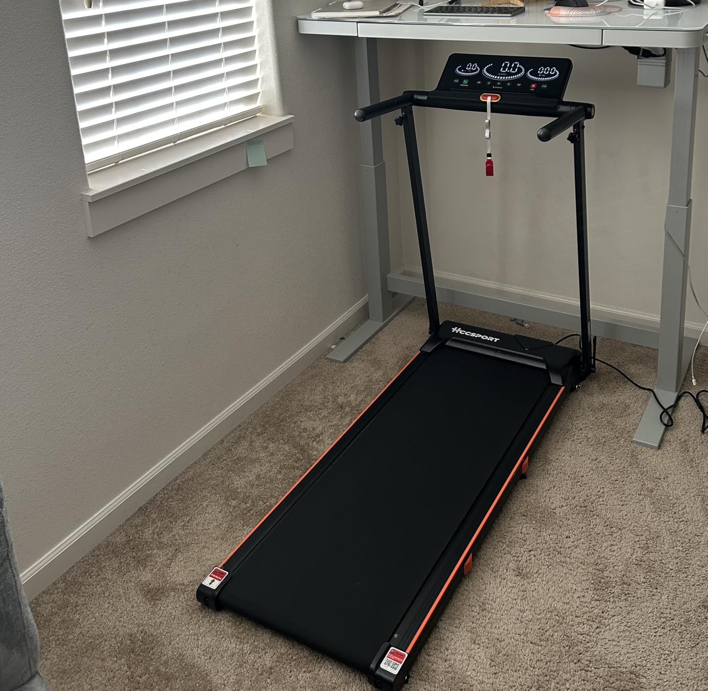 Treadmill with Incline, 3 in 1 Under Desk Treadmill Walking Pad with Removable Desk Workstation 3.5HP Foldable Compact Walking Treadmills for Home Small Office with Wristband Remote Control customer photo 1