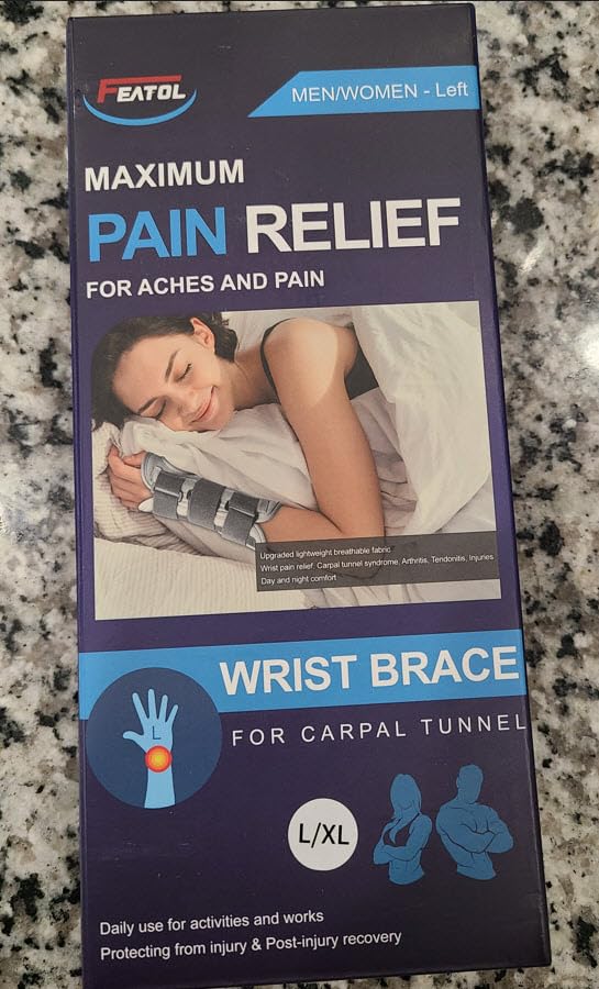 FEATOL Wrist Brace Splint Carpal Tunnel for Women Men, Night Wrist Sleep Support Brace, Left Hand, Medium/Large, Pain Relief for Sprain, Arthritis, Tendonitis customer photo 1