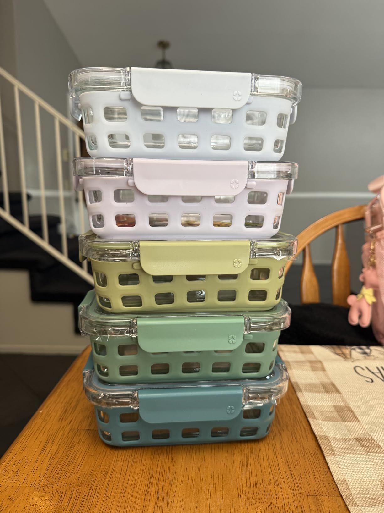 Ello Duraglass 3.4 Cup Meal Prep Sets 10Pc, 5 Pack Set- Glass Food Storage Container with Silicone Boot and Airtight BPA-Free Plastic Lids, Dishwasher, Microwave, and Freezer Safe, Halogen Blue customer photo 1