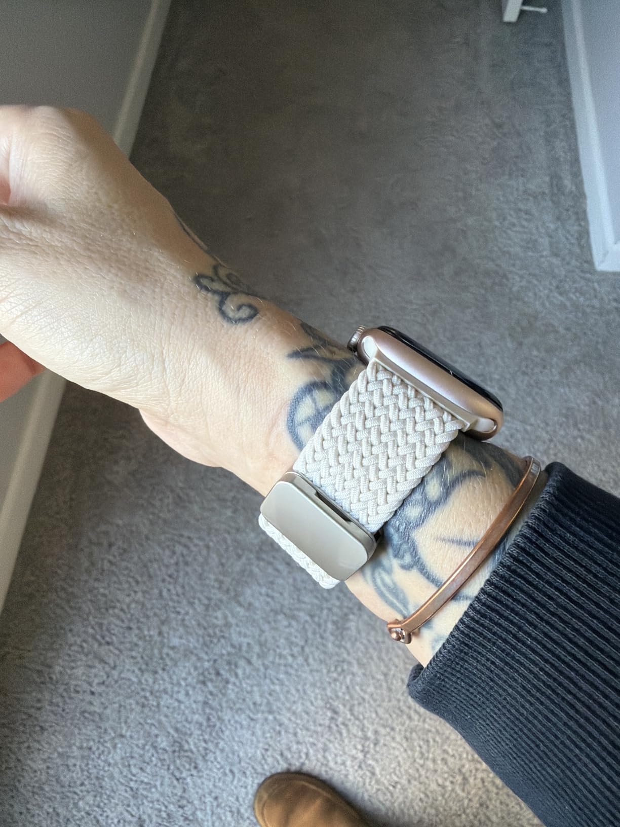 Magnetic Braided Stretchy Loop - Compatible with Apple Watch Band 42mm 46mm 40mm 41mm 44mm 45mm 38mm Ultra/2 49mm Women Men, Elastic Woven Fabric Nylon Strap for iWatch Ultra Series 10 9 8 7 6 5 4 3 SE customer photo 2