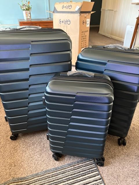 Expandable Large Checked Luggage with Spinner Wheels, Hard Shell Suitcase TSA Lock Rolling Travel Luggage 28-inch,Blue customer photo 2