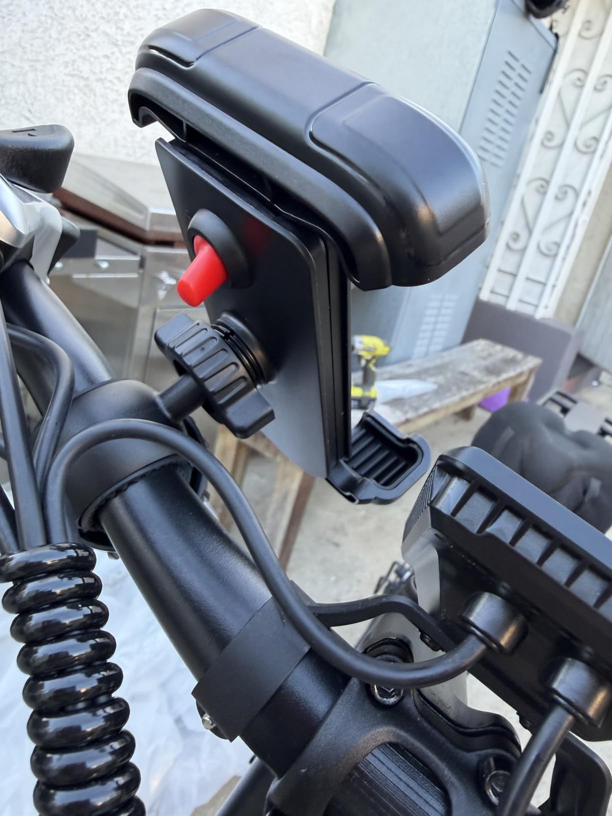 LISEN Bike Phone Holder, [Super Easy Install] Motorcycle Phone Mount Ebike Accessories Bicycle Handlebar Holder Mount Gifts for Adults Kids Men Mountain Mini Bike Scooter Gear Accessories, Black customer photo 2