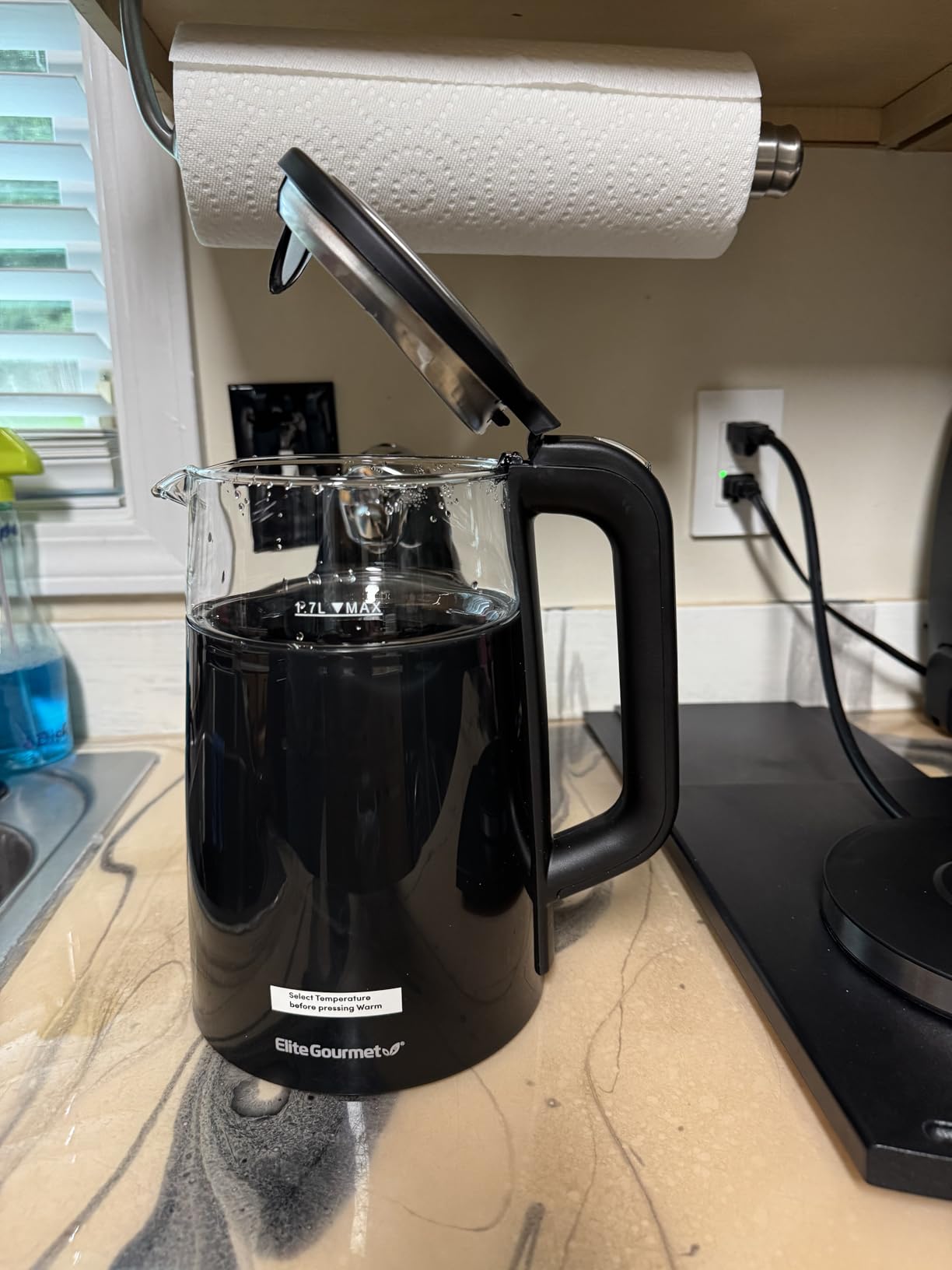 Elite Gourmet 1.7L Dual Wall Cool Touch Electric Tea Kettle, Borosilicate Glass, 304 Stainless Steel Interior, Digital Touchscreen, Keep Warm, Auto Off customer photo 1