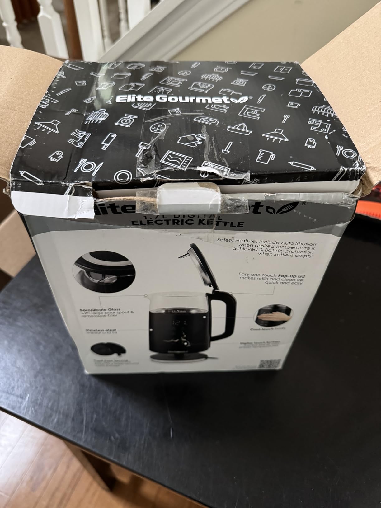 Elite Gourmet 1.7L Dual Wall Cool Touch Electric Tea Kettle, Borosilicate Glass, 304 Stainless Steel Interior, Digital Touchscreen, Keep Warm, Auto Off customer photo 2