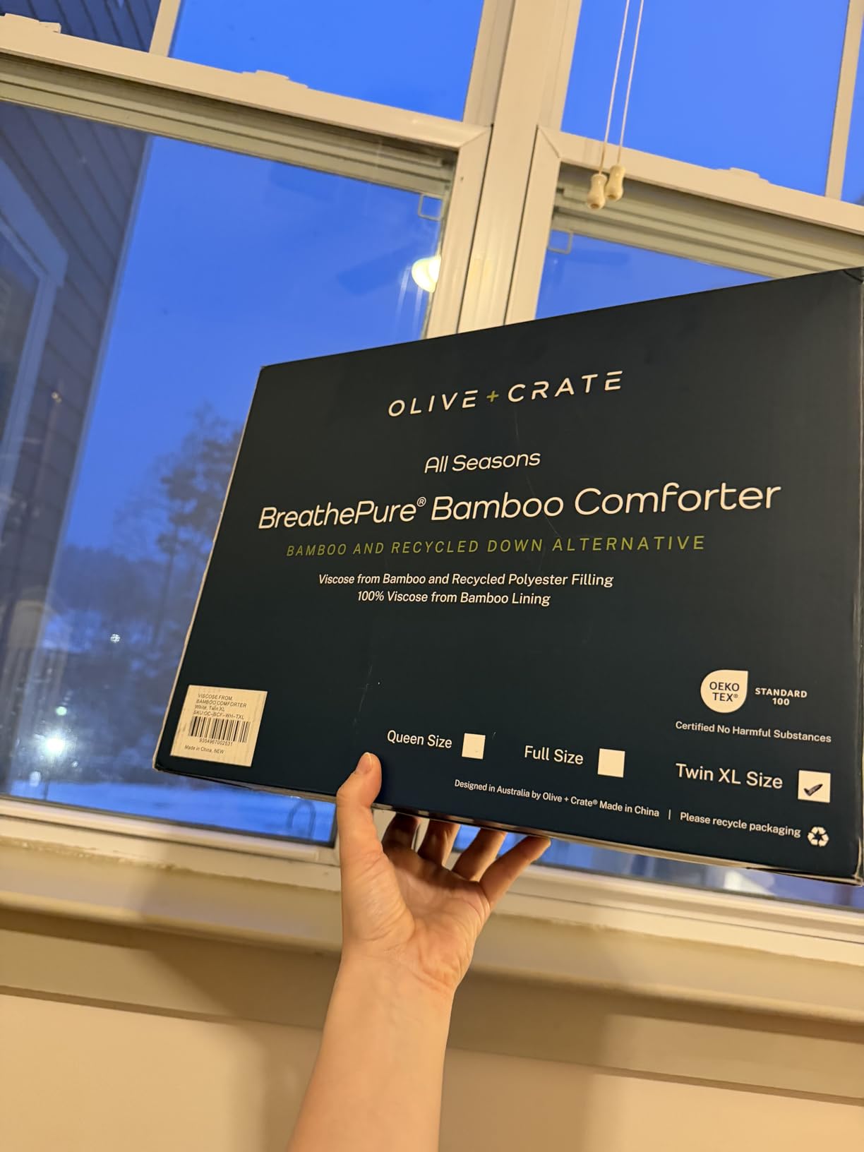 Olive + Crate Cooling Down Alternative Comforter - Hypoallergenic King Size Duvet Insert Lightweight - All Seasons Plush Design Bamboo Comforter - 100% Bamboo Viscose Outer Cover - White 102