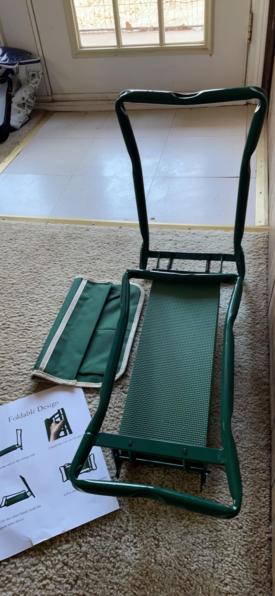 Garden Kneeler and Seat Foldable Gardening Bench Stool with Tool Bag Pouch EVA Foam Pad Outdoor Practical Garden Tools for Kneeling and Sitting Sturdy and Lightweight, Green customer photo 2