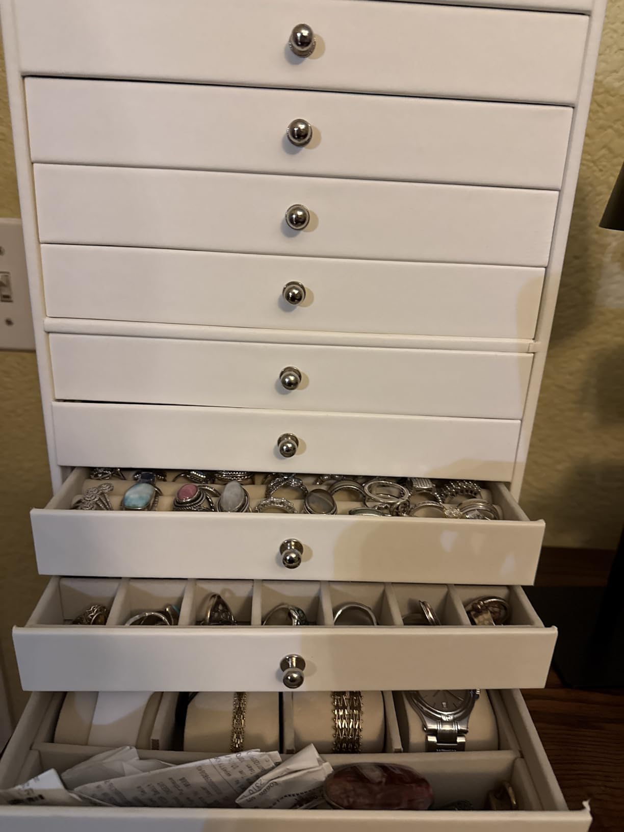 GUKA Large Jewelry Box, Jewelry Case with 10 Drawers for Big and Small Jewelry, Jewelry Storage Organizer for Watch Earrings Necklace Rings Bracelets, Birthday Wedding Gifts, White customer photo 2
