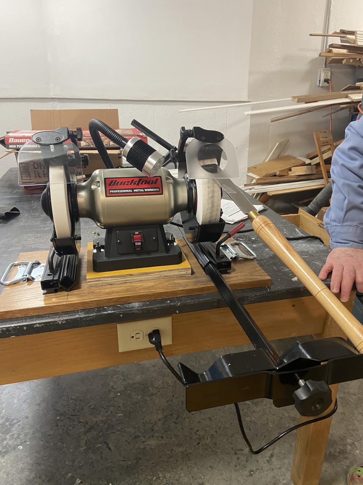 BUCKTOOL 1.5HP 10 Inch Low Speed Bench Grinder, 1750 RPM Table Grinder with 13A Motor, High Precision Wobble-free Wheel Grinder, TDS-250 customer photo 1