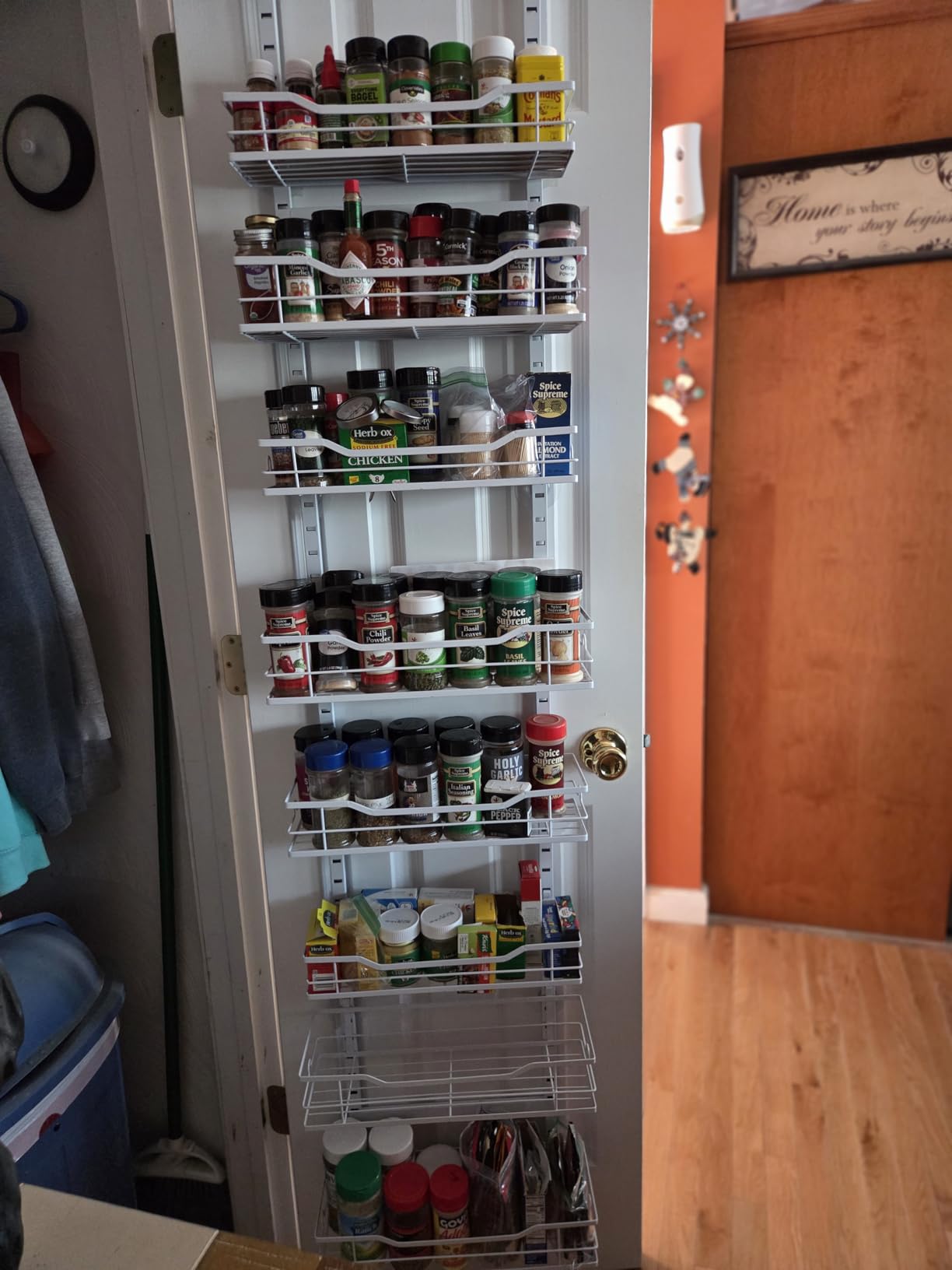 Over The Door Pantry Organizer，9-Tier Over The Door Organizer with Adjustable Basket，Metal Hanging Pantry Organizers and Storage for Kitchen, Back of Door Seasoning Rack customer photo 2